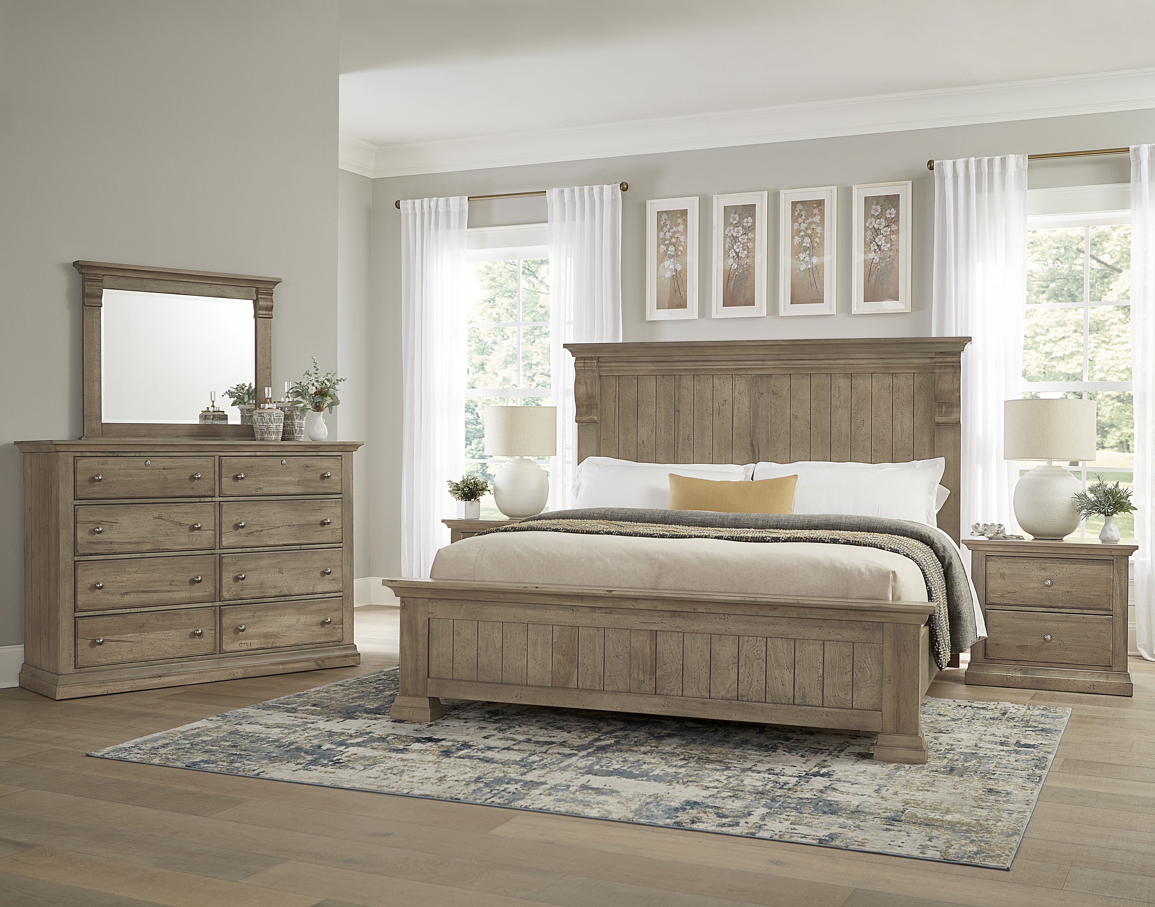 Artisan and Post by Vaughan-Bassett Carlisle Corbel Bed in Natural Grey