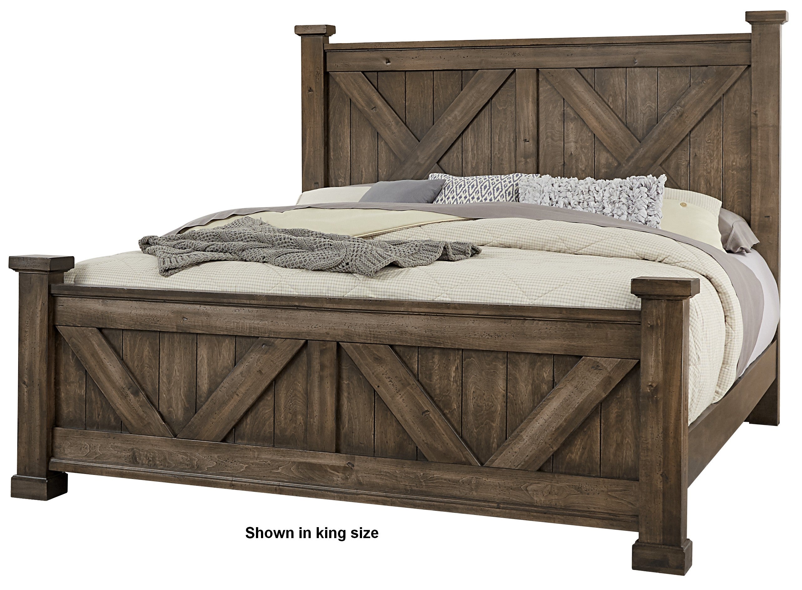 Artisan and Post Cool Rustic X Bed with  X Footboard in Mink