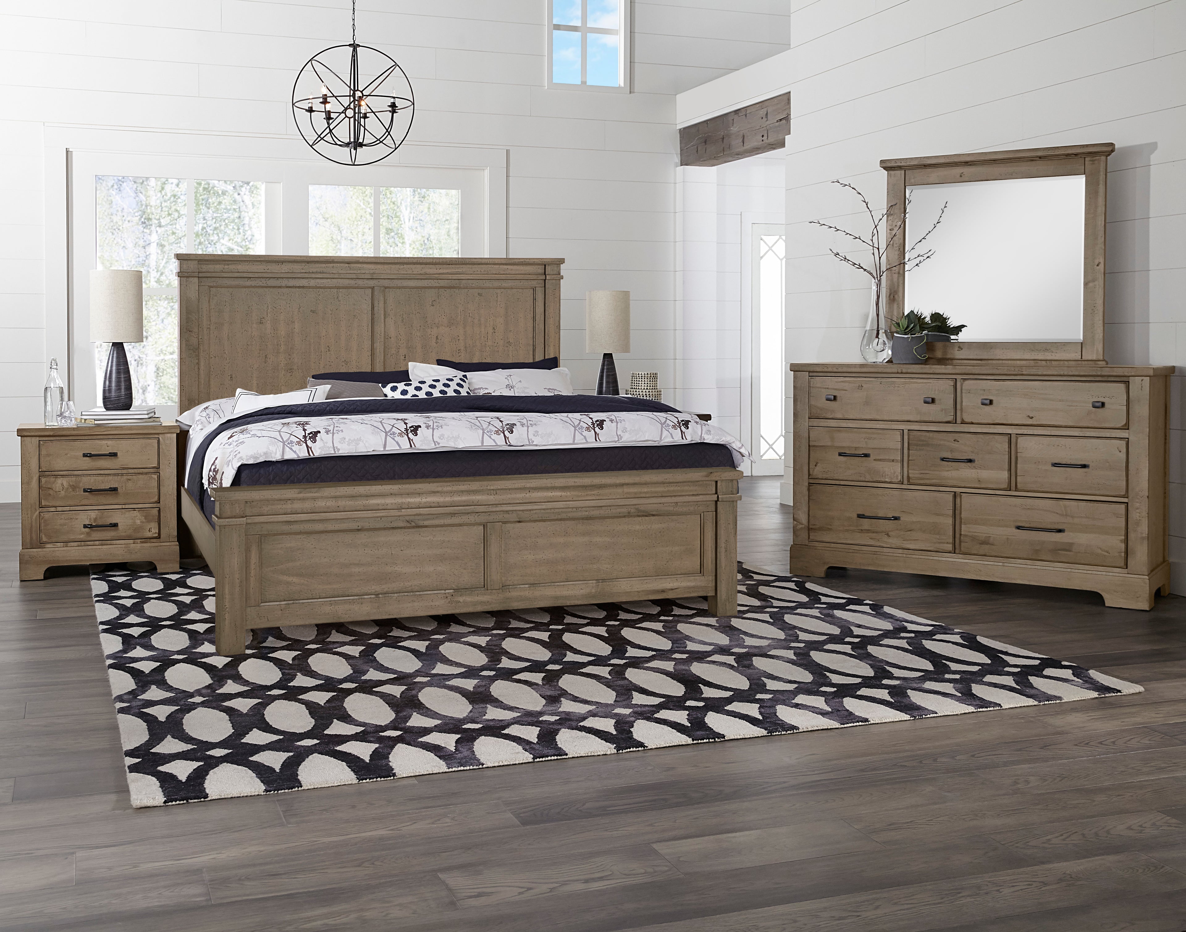 Artisan and Post Cool Rustic Mansion Bed in Stone Grey