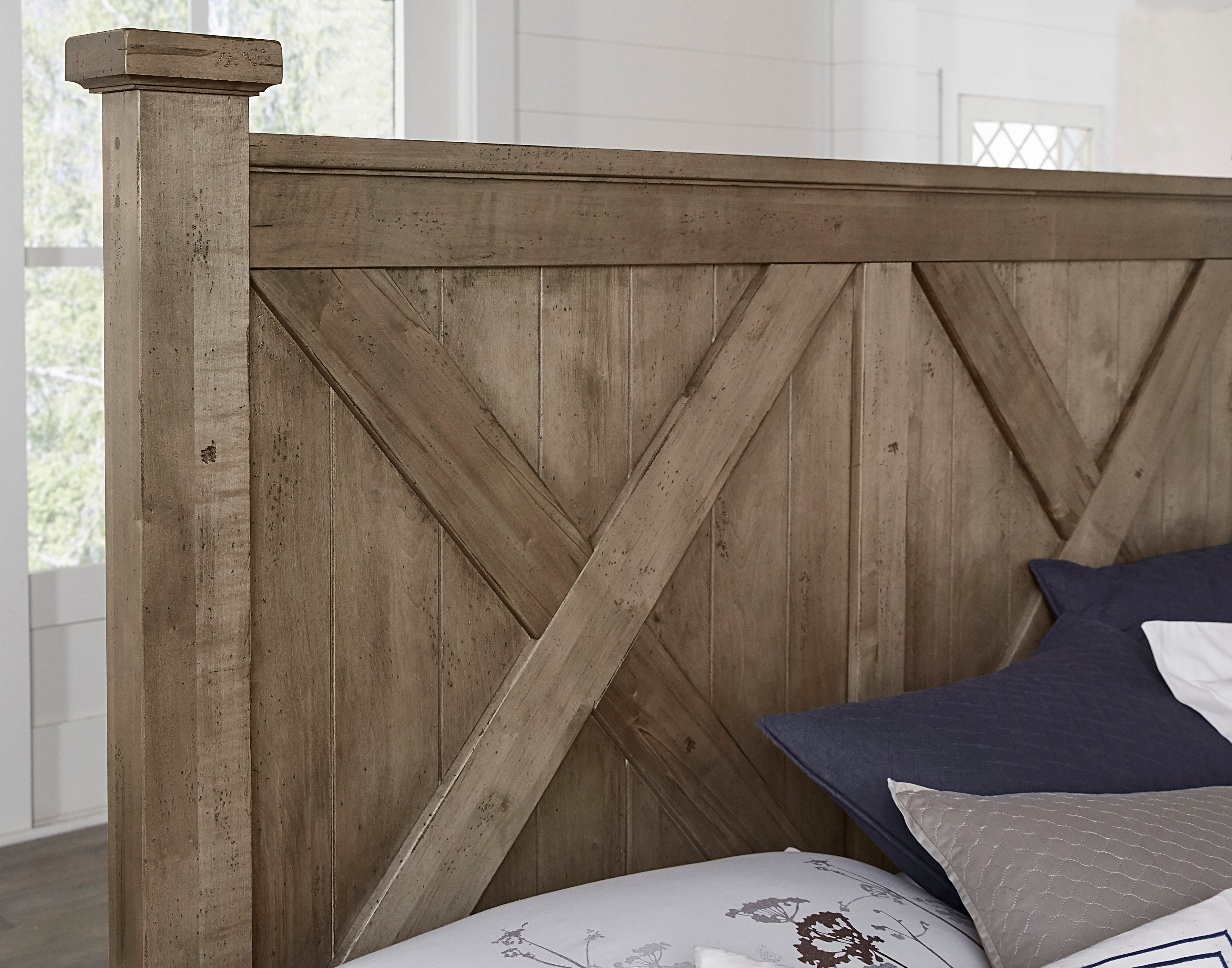 Artisan and Post Cool Rustic X Bed with  X Footboard in Stone Grey