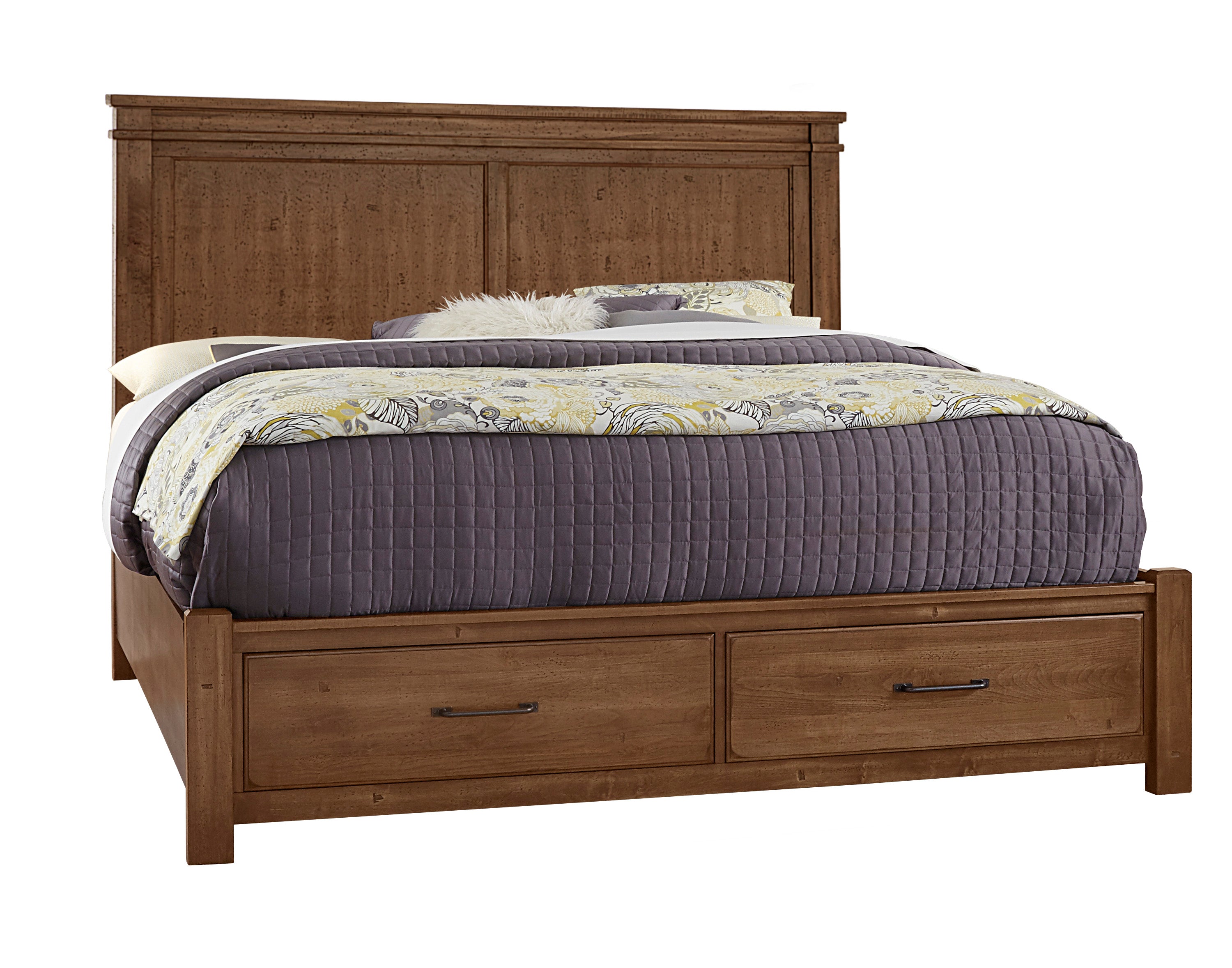 Artisan and Post Cool Rustic Mansion Bed with  Footboard Storage in Amber