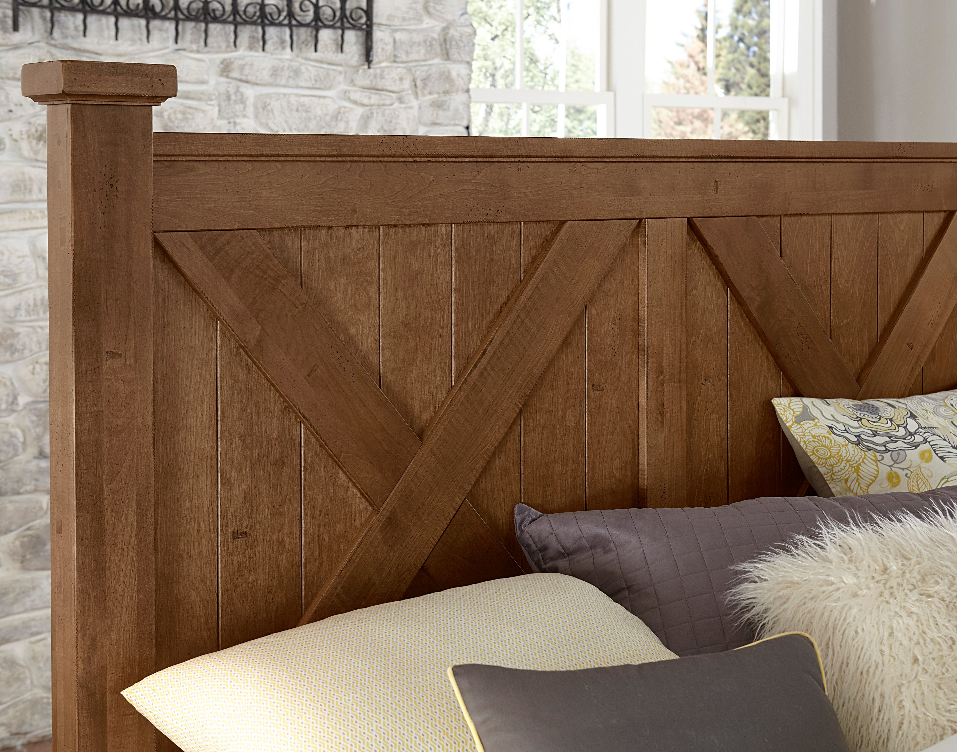 Artisan and Post Cool Rustic X Bed with  Footboard Storage in Amber