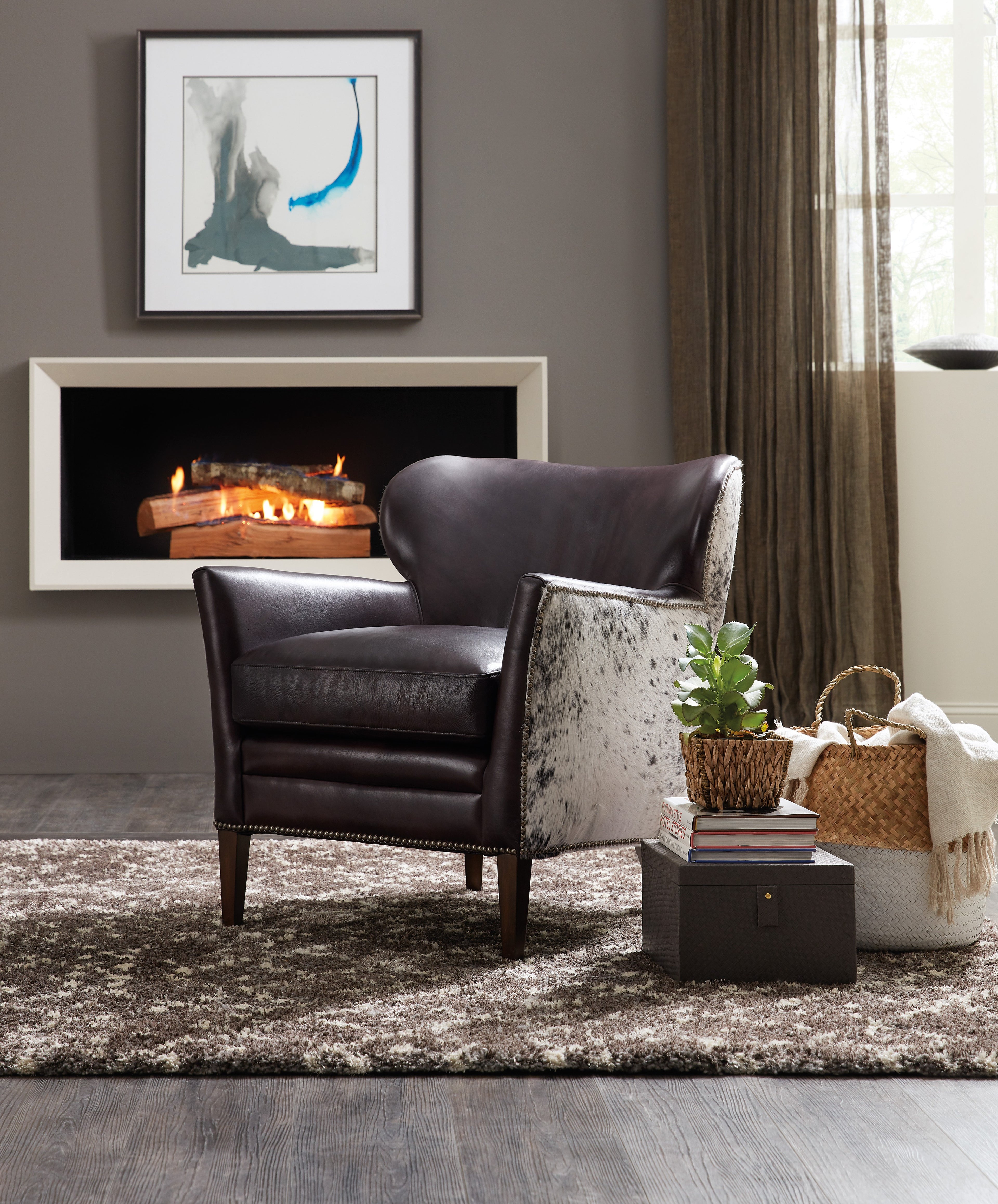 Hooker Furniture Kato Leather Club Chair with Dark HOH