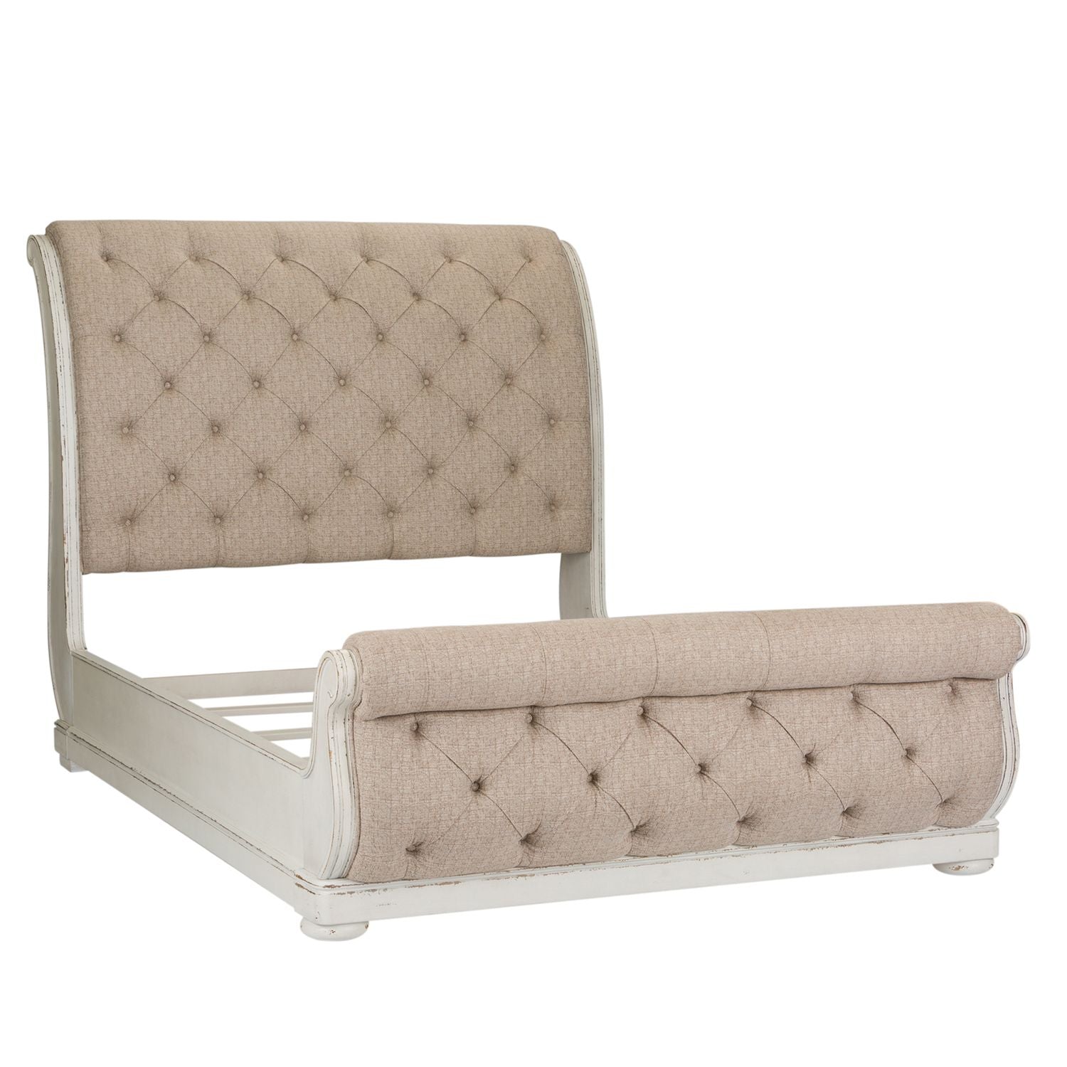 Liberty Furniture Abbey Park Panel Bed in Antique White & Weathered Brown