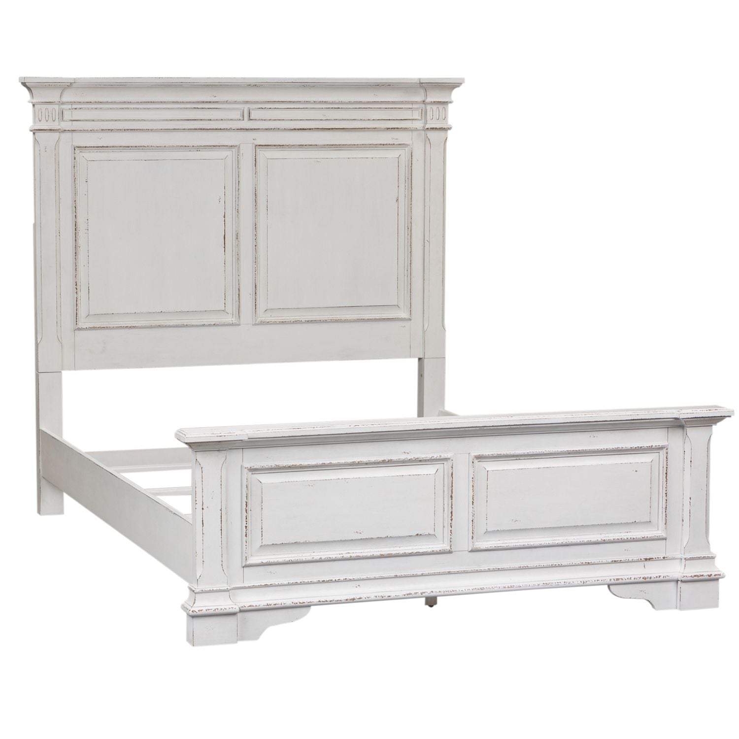 Liberty Furniture Abbey Park Upholstered Sleigh Bed in Antique White & Weathered Brown