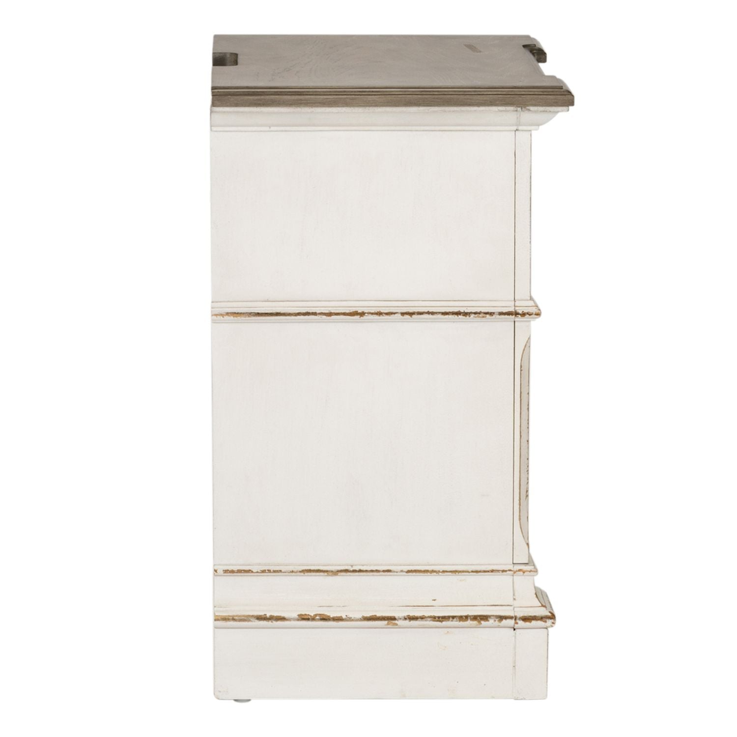 Liberty Furniture Abbey Park 2 Nightstand w/ Charging Station in Antique White & Weathered Brown