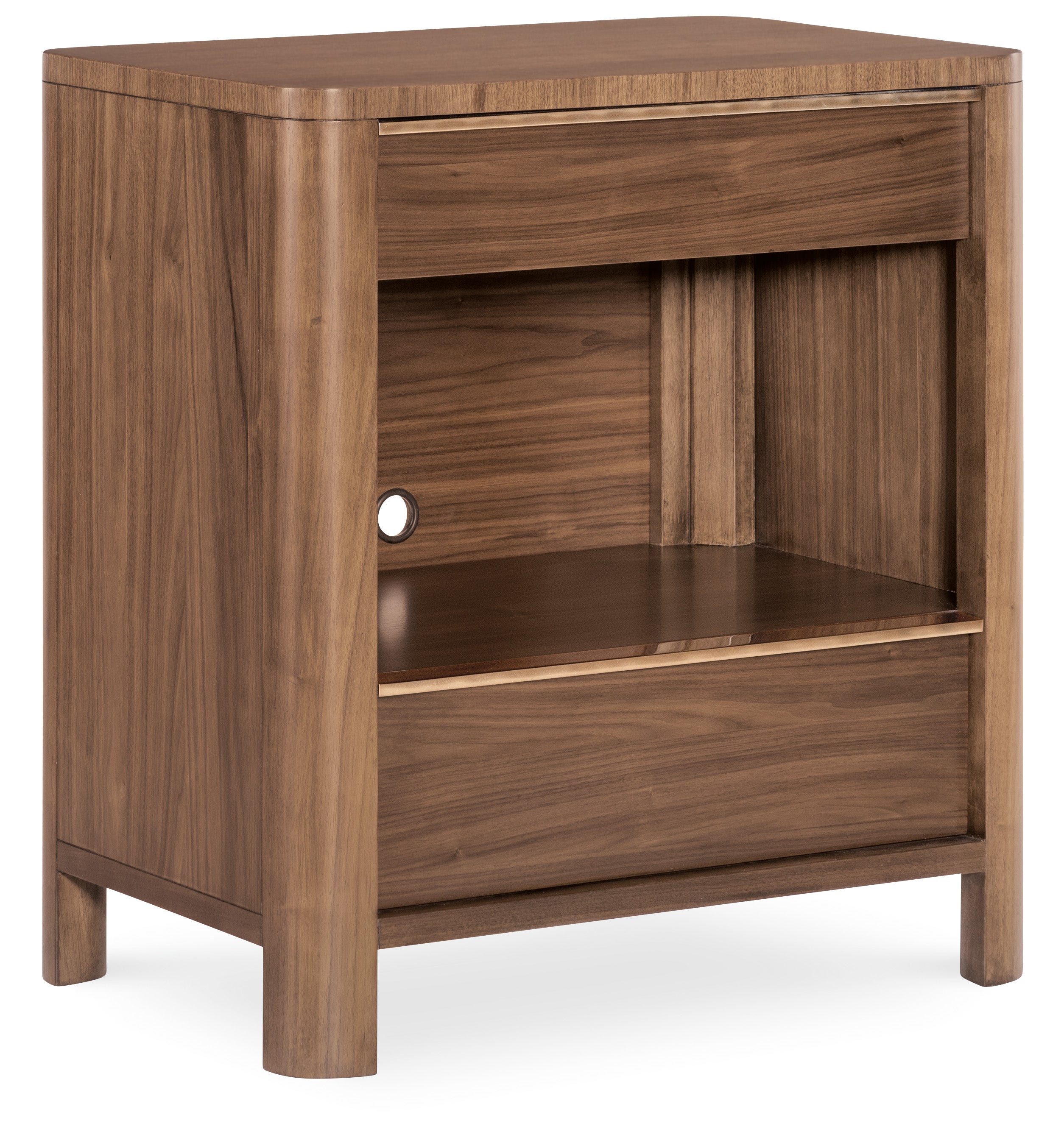 Hooker Furniture Eleana Two Drawer Nightstand in Light Caramel/Sunlit Bronze