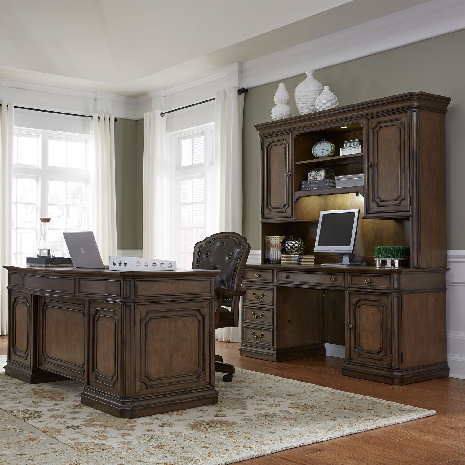 Liberty Furniture Amelia Jr Executive Credenza Set in Antique Toffee