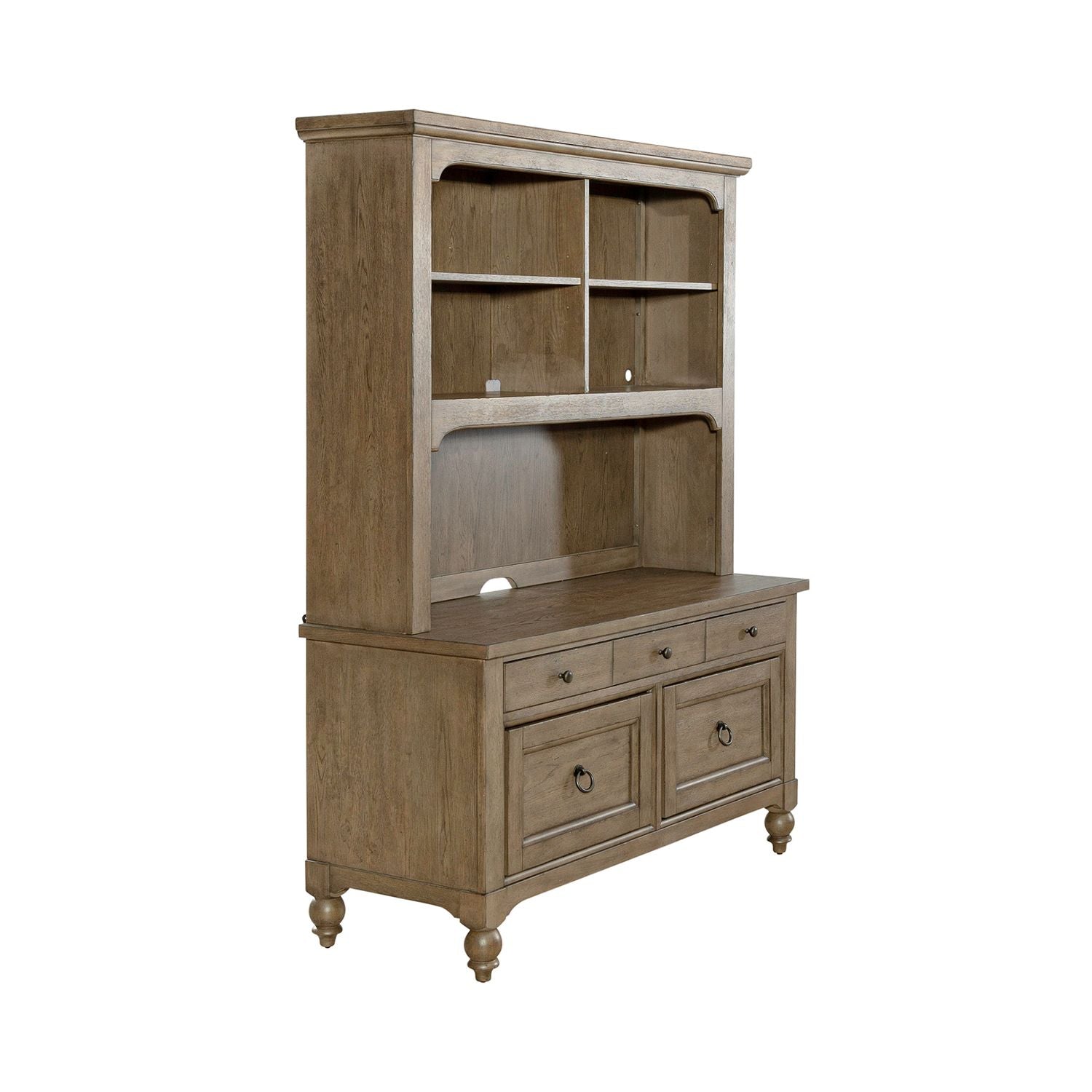 Liberty Furniture Americana Farmhouse Credenza & Hutch in Dusty Taupe