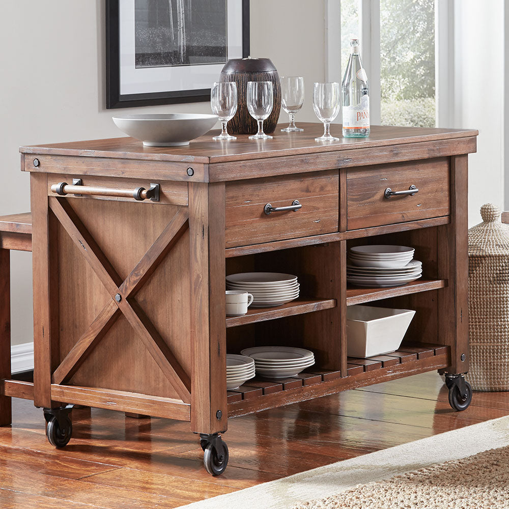 A-America Anacortes Kitchen Island W/ Wood Top in Salvaged Mahogany