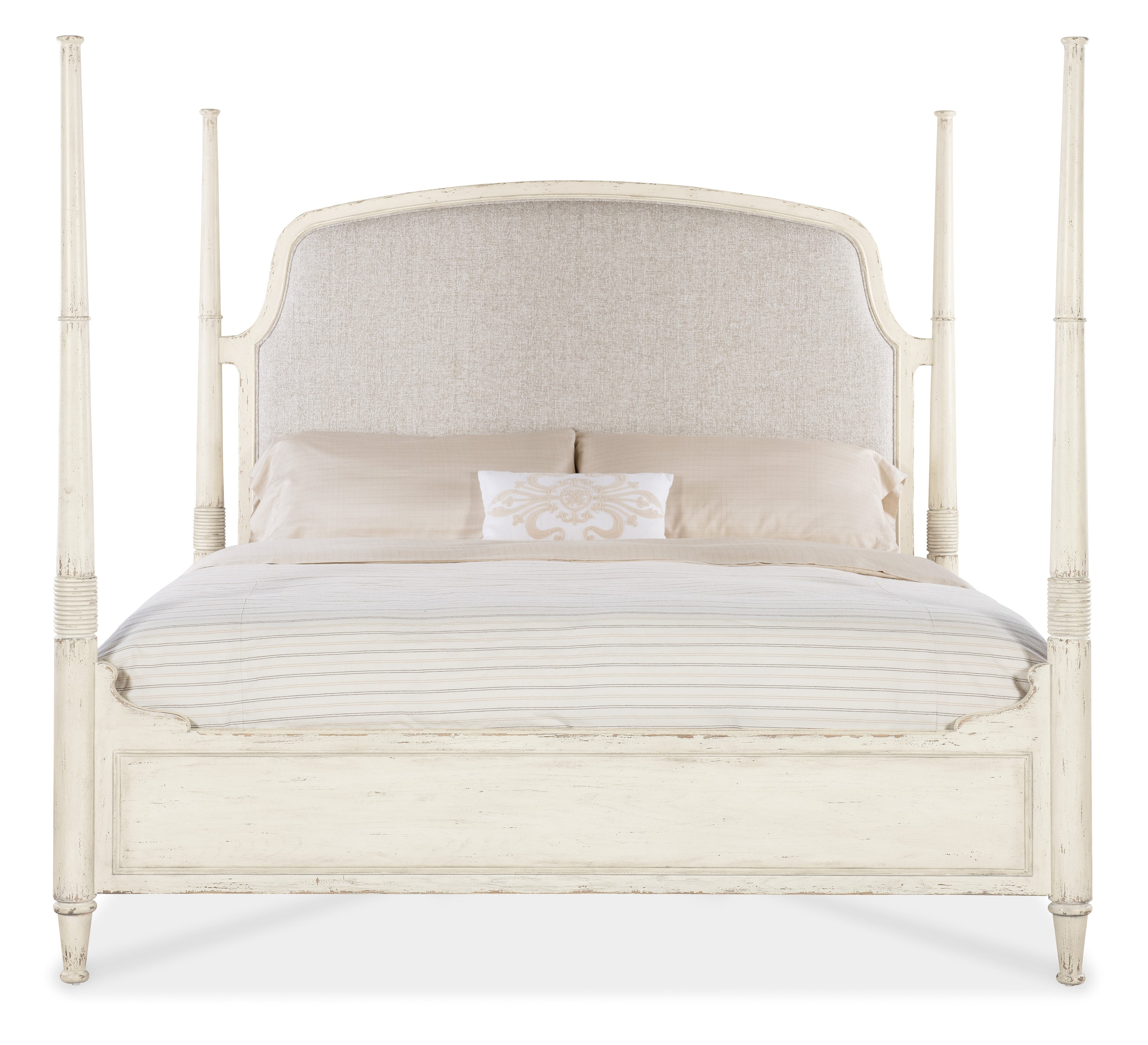Hooker Furniture Americana Upholstered Poster Bed in Cream