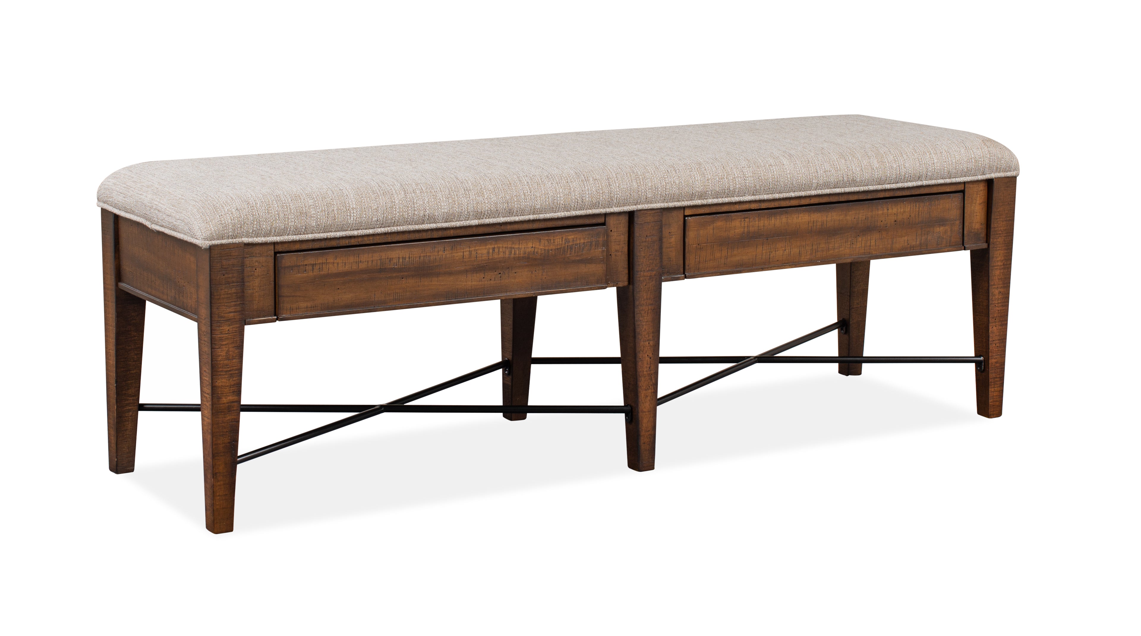 Magnussen Bay Creek Bench w/Upholstered Seat in Toasted Nutmeg