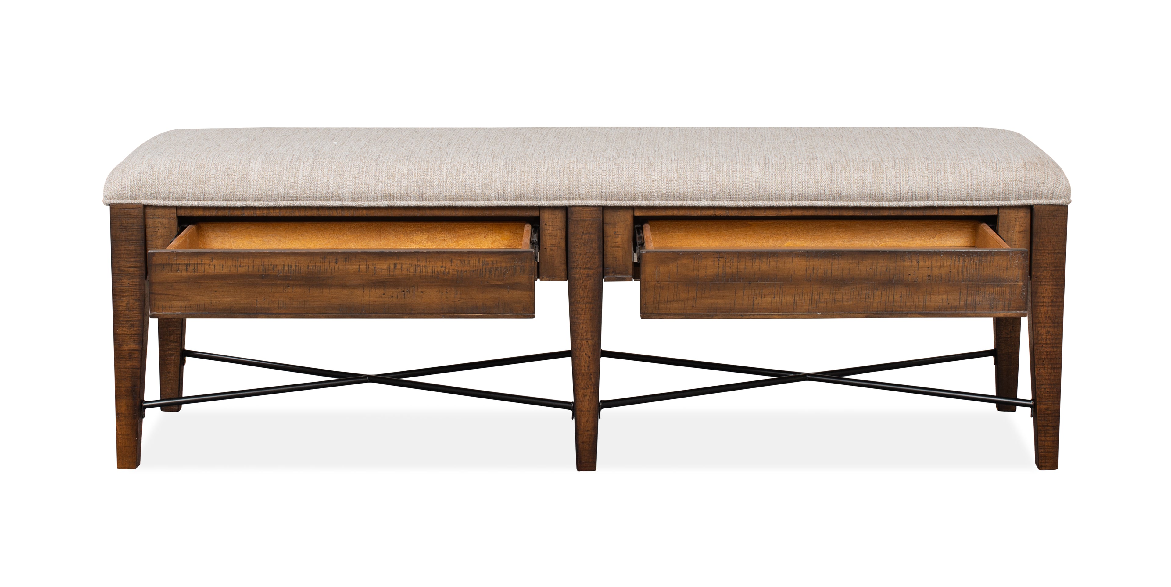 Magnussen Bay Creek Bench w/Upholstered Seat in Toasted Nutmeg