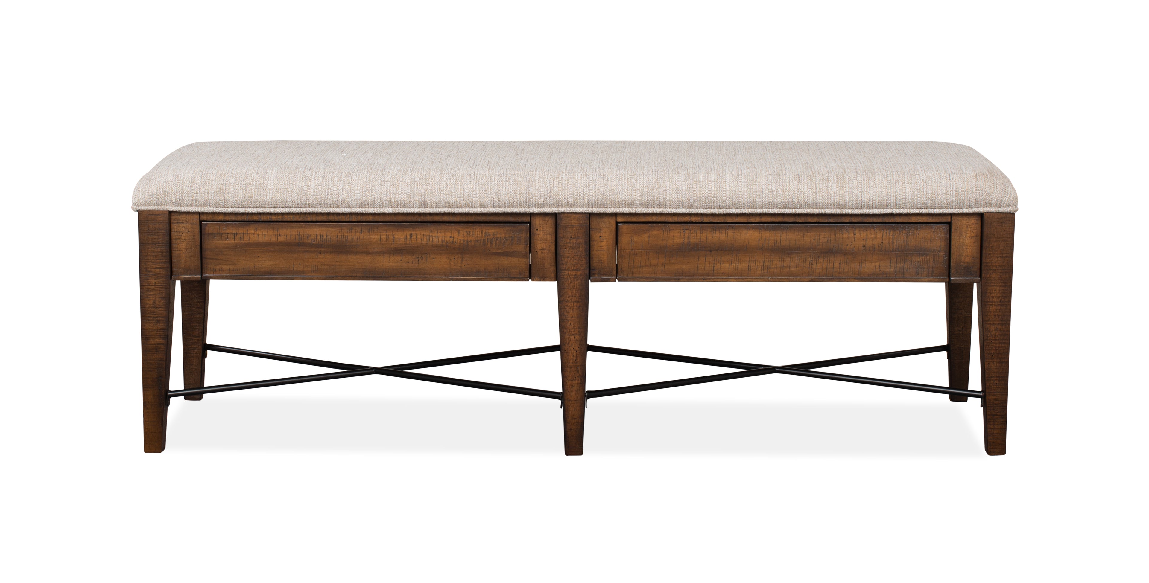 Magnussen Bay Creek Bench w/Upholstered Seat in Toasted Nutmeg