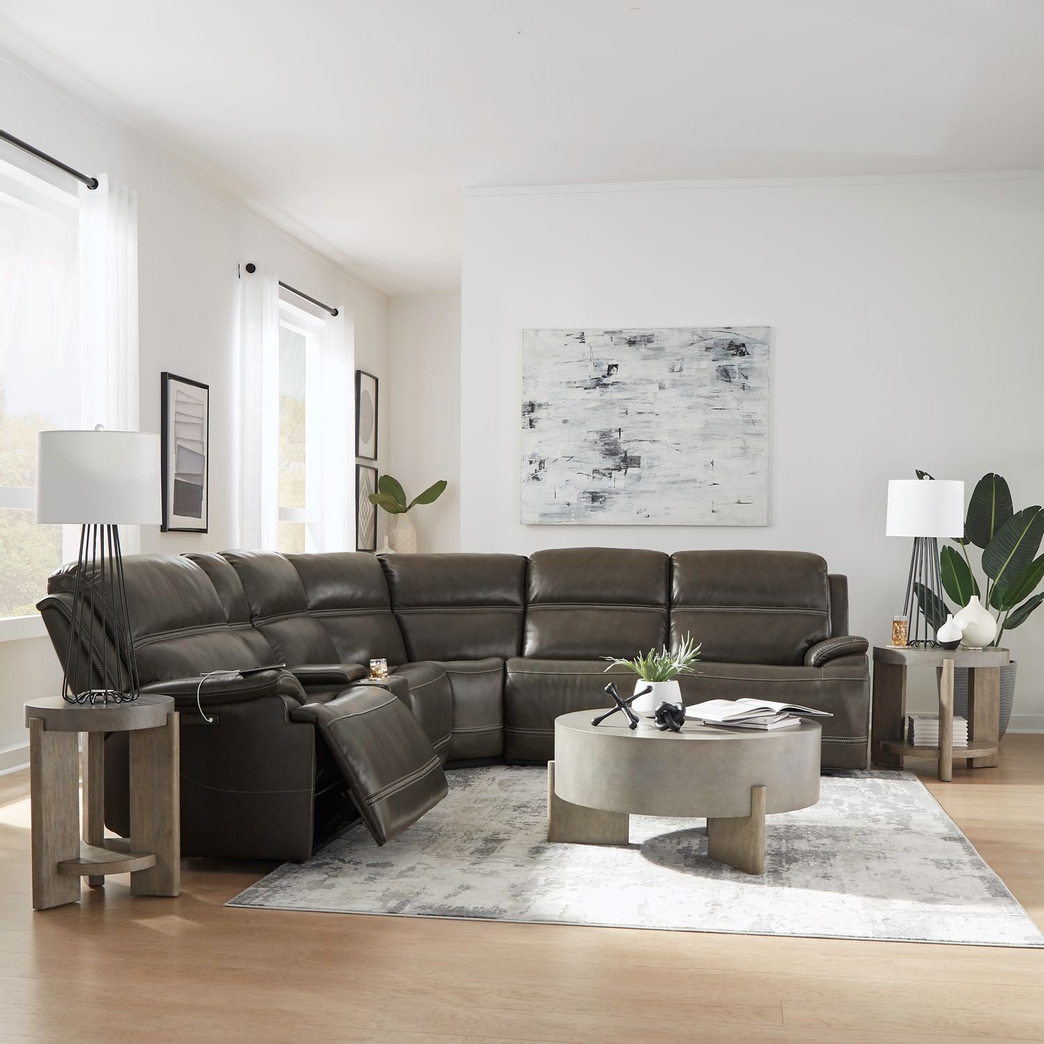 Liberty Furniture Bentley 6 Piece Sectional in Graphite