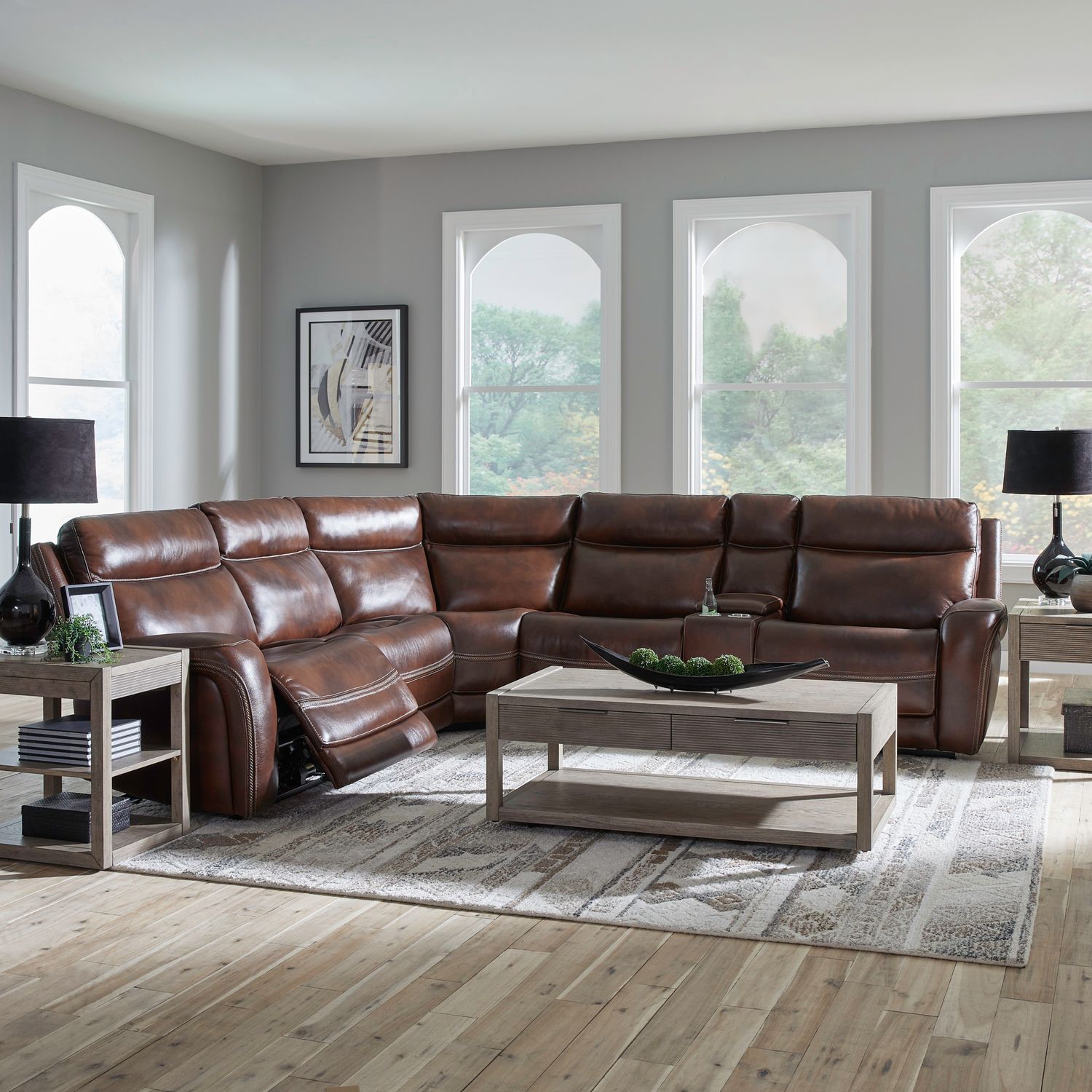 Liberty Furniture Blair 6 Piece Sectional in Cognac