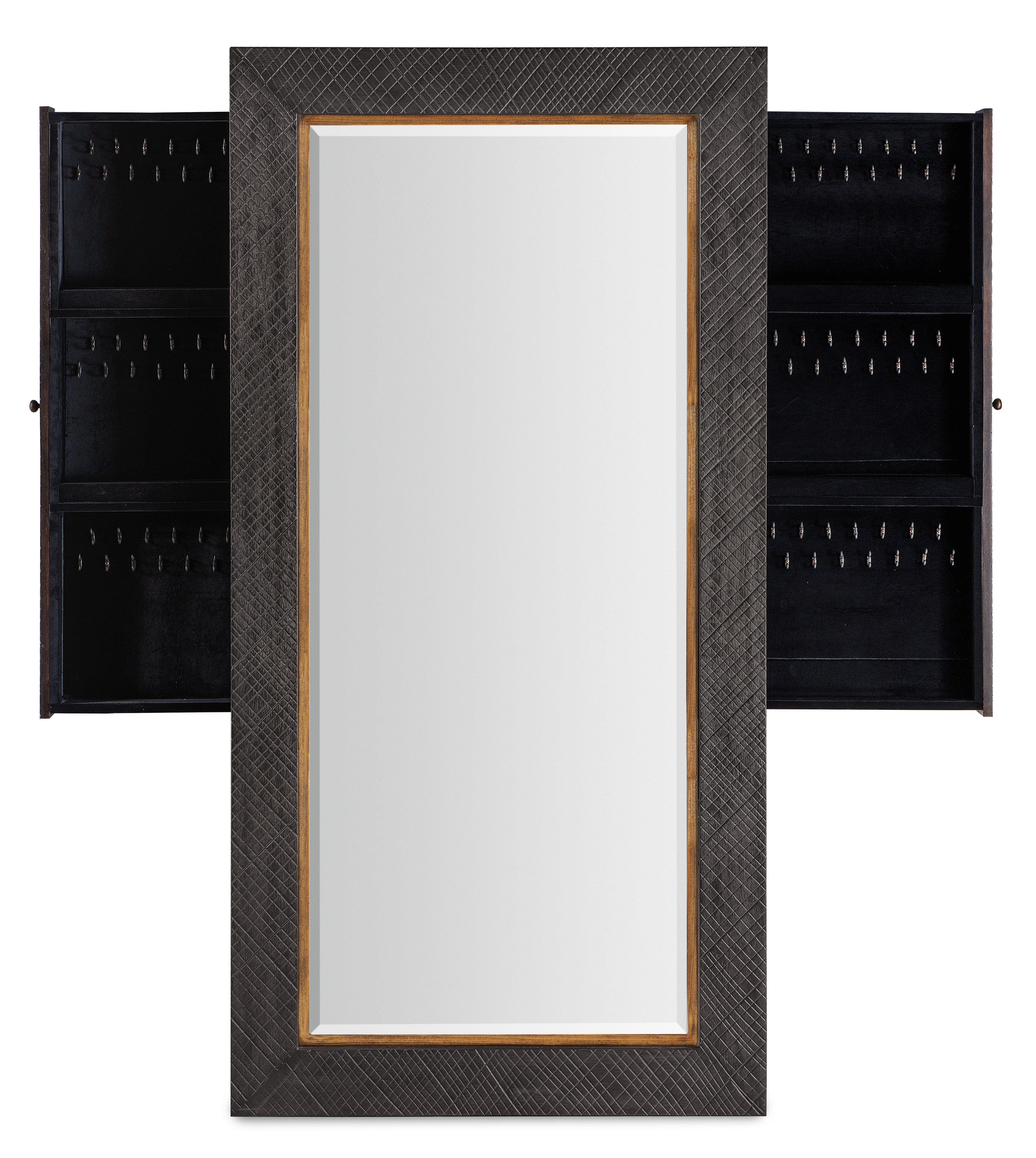 Hooker Furniture Big Sky Floor Mirror with Jewelry Storage in Grays