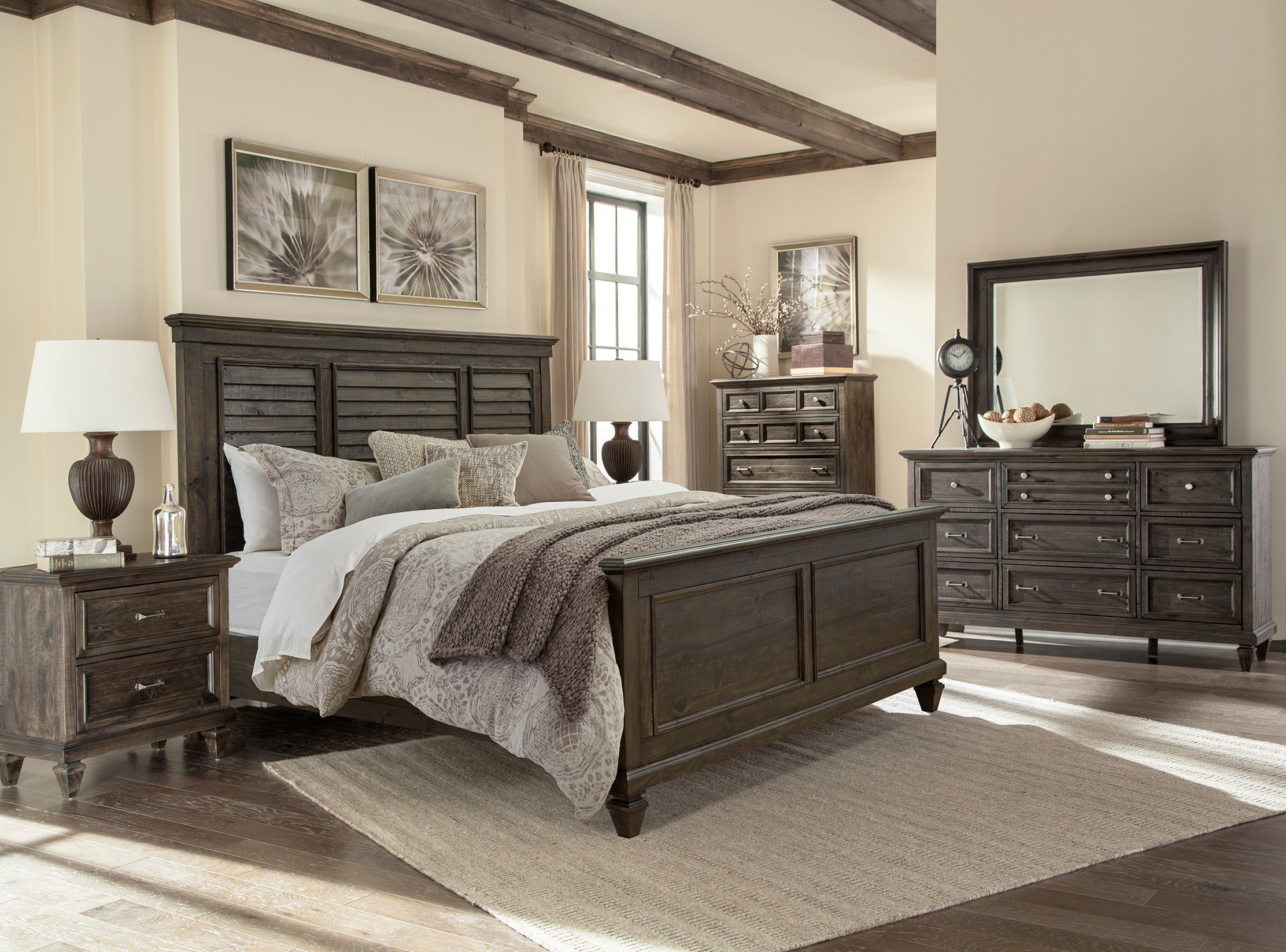 Calistoga Shutter Panel Bed in Weathered Charcoal