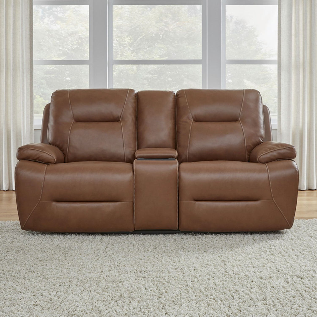 Liberty Furniture Cameron Loveseat w/Console P3 & ZG in Saddle