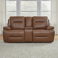 Liberty Furniture Cameron Loveseat w/Console P3 & ZG in Saddle