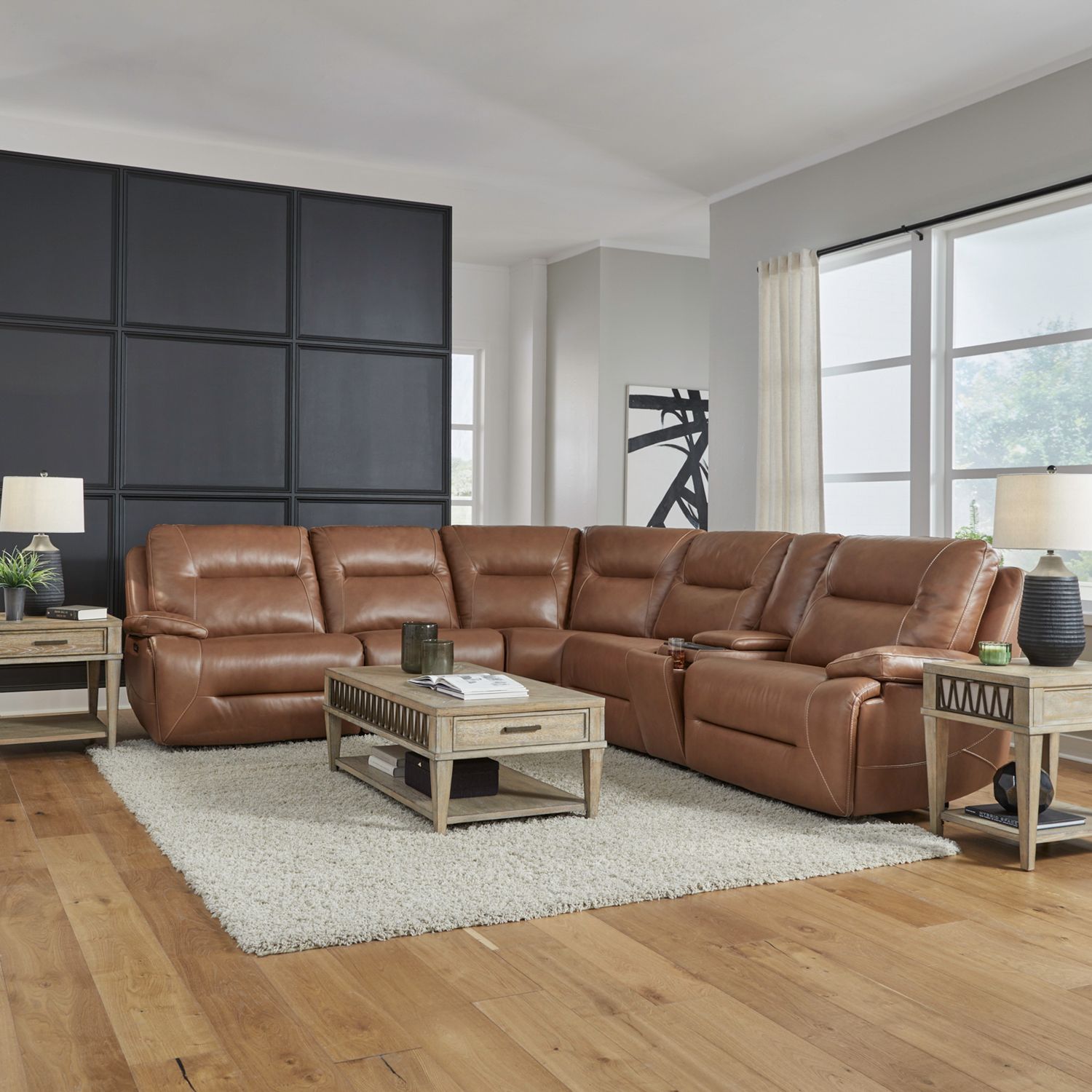 Liberty Furniture Cameron 6 Piece Sectional in Saddle