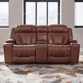 Liberty Furniture Caswell Loveseat w/Console P2 & ZG in Nature Chestnut