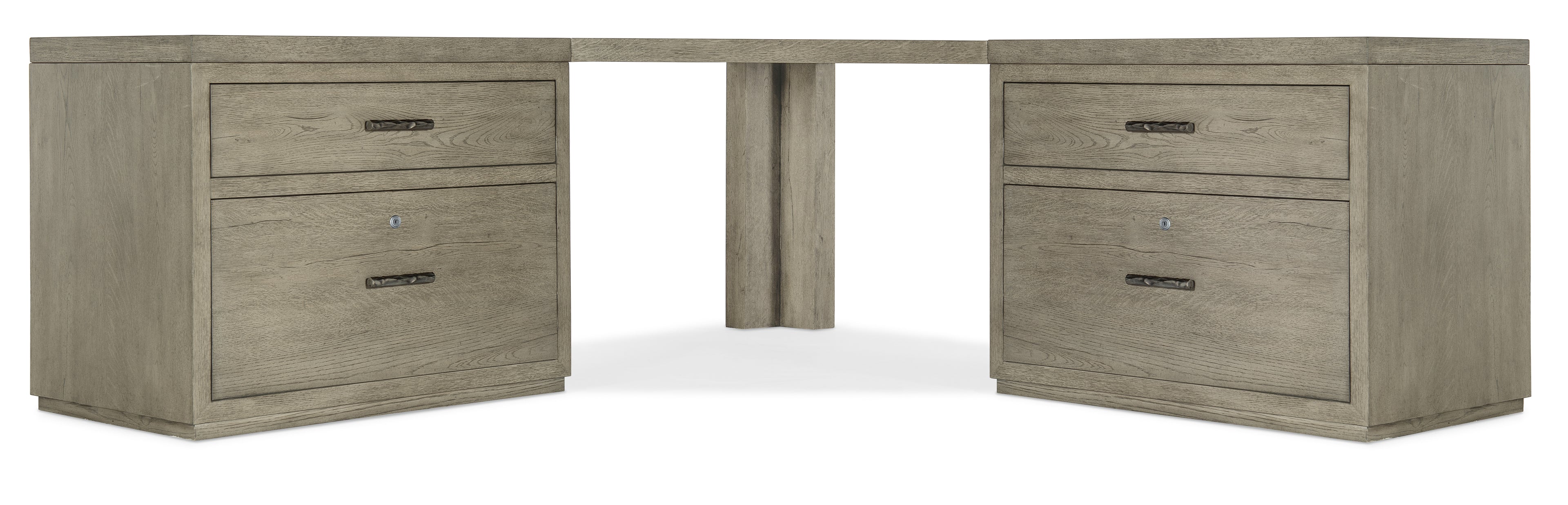 Hooker Furniture Linville Falls Corner Desk with Two Lateral Files in Mink