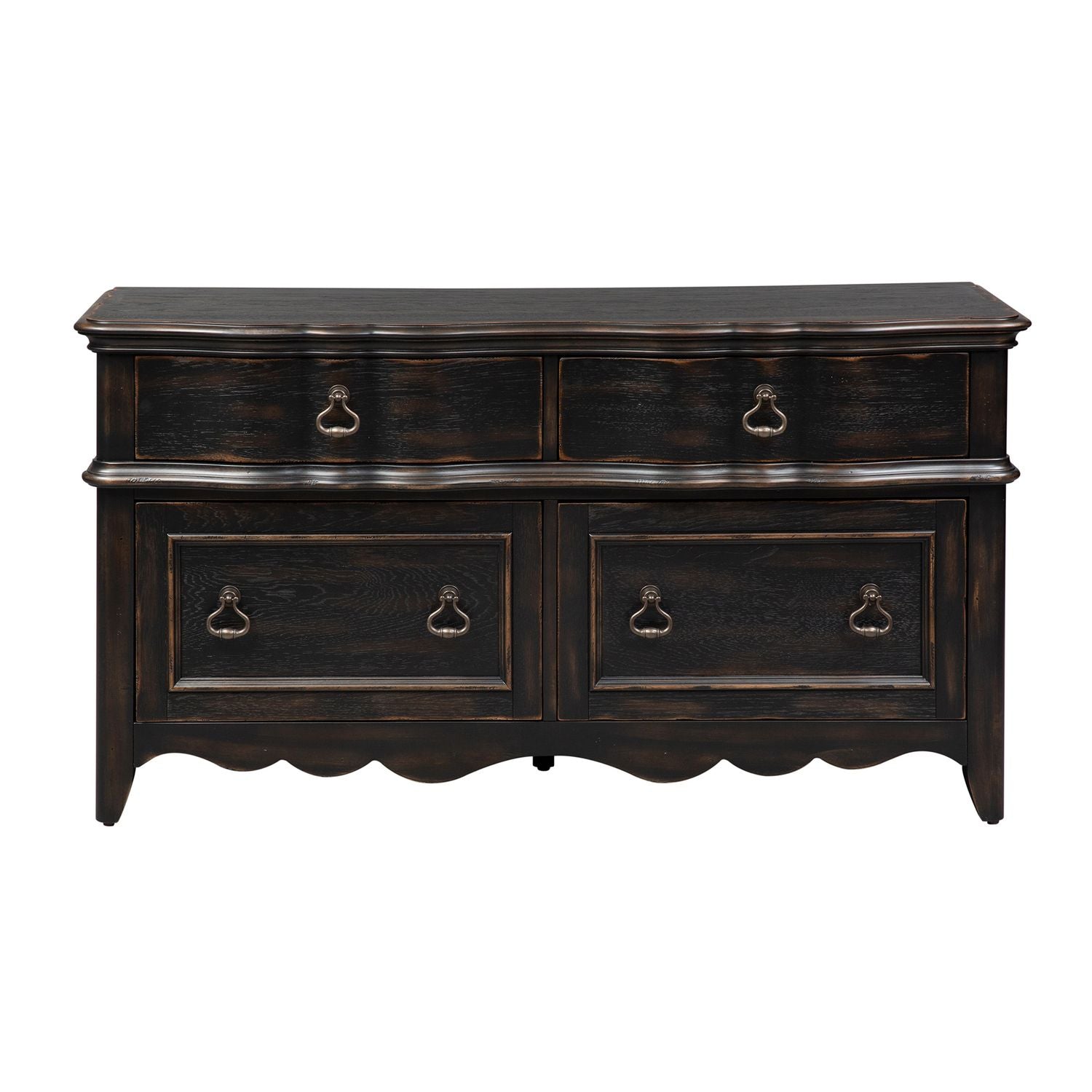 Liberty Furniture Chesapeake Credenza in Wirebrushed Antique Black