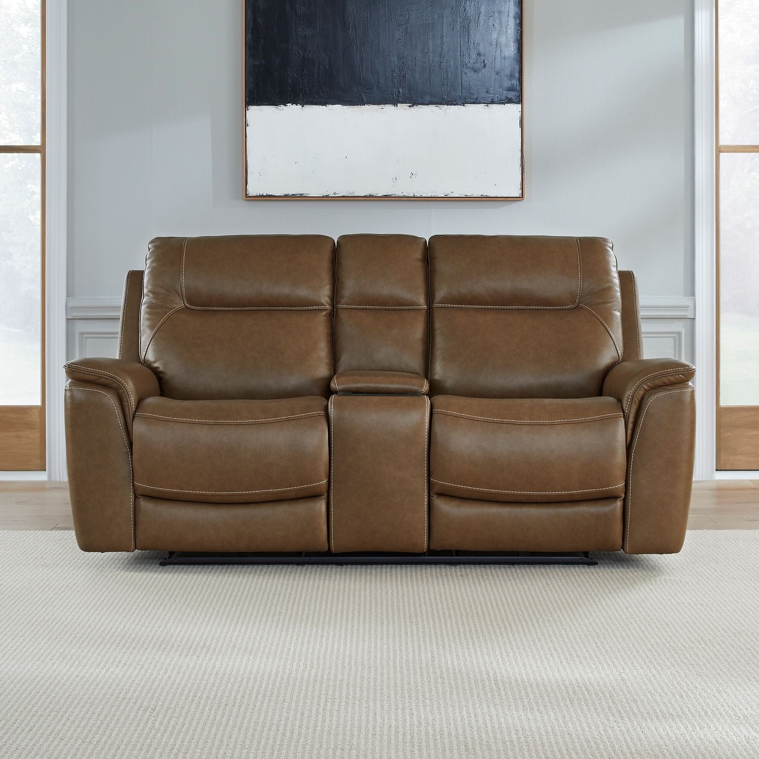 Liberty Furniture Collins Loveseat w/Console P3 & ZG in York Chestnut