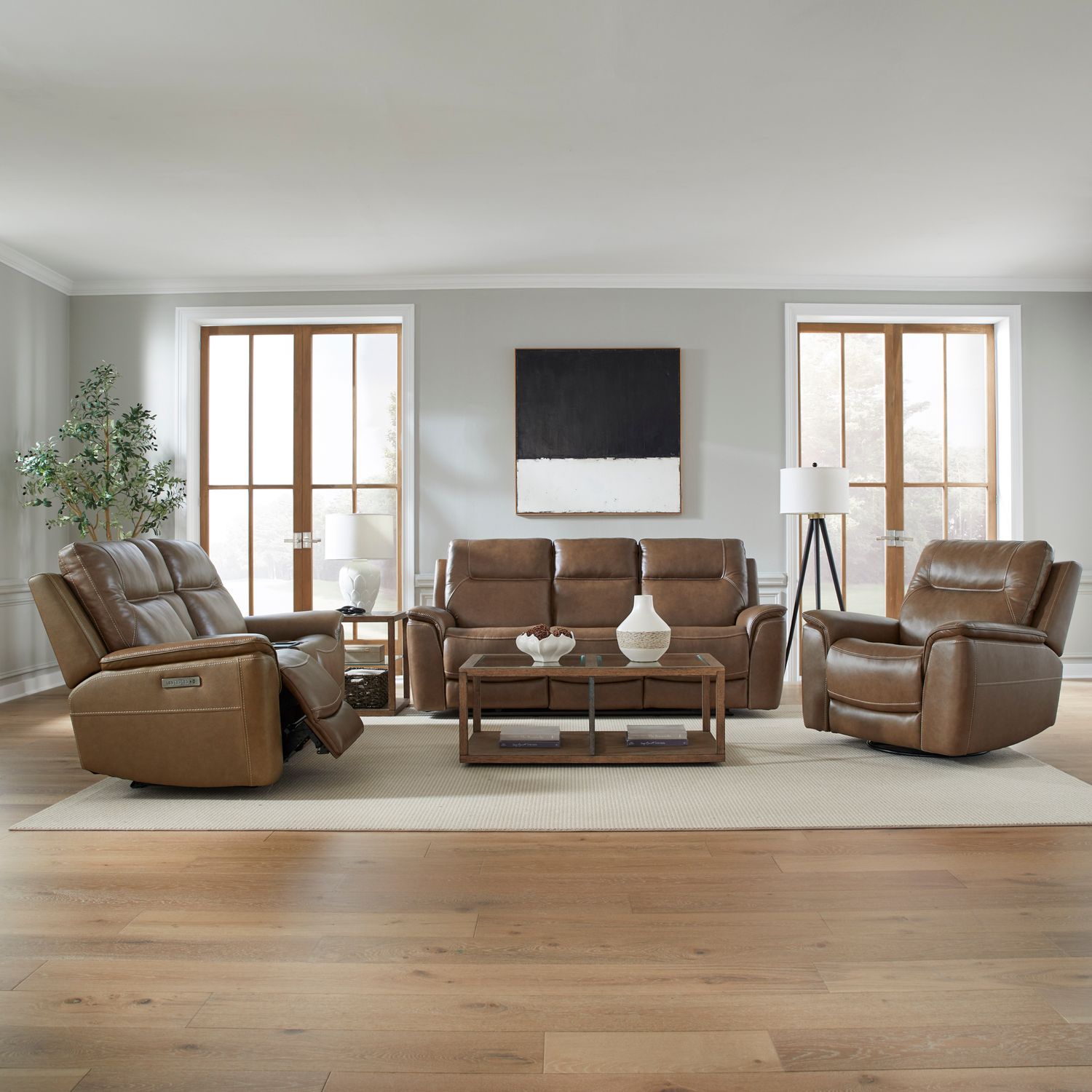 Liberty Furniture Collins Loveseat w/Console P3 & ZG in York Chestnut