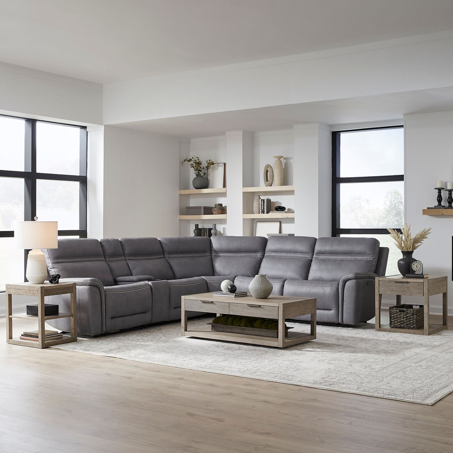 Liberty Furniture Cooper 6 Piece Sectional in Blue Gray