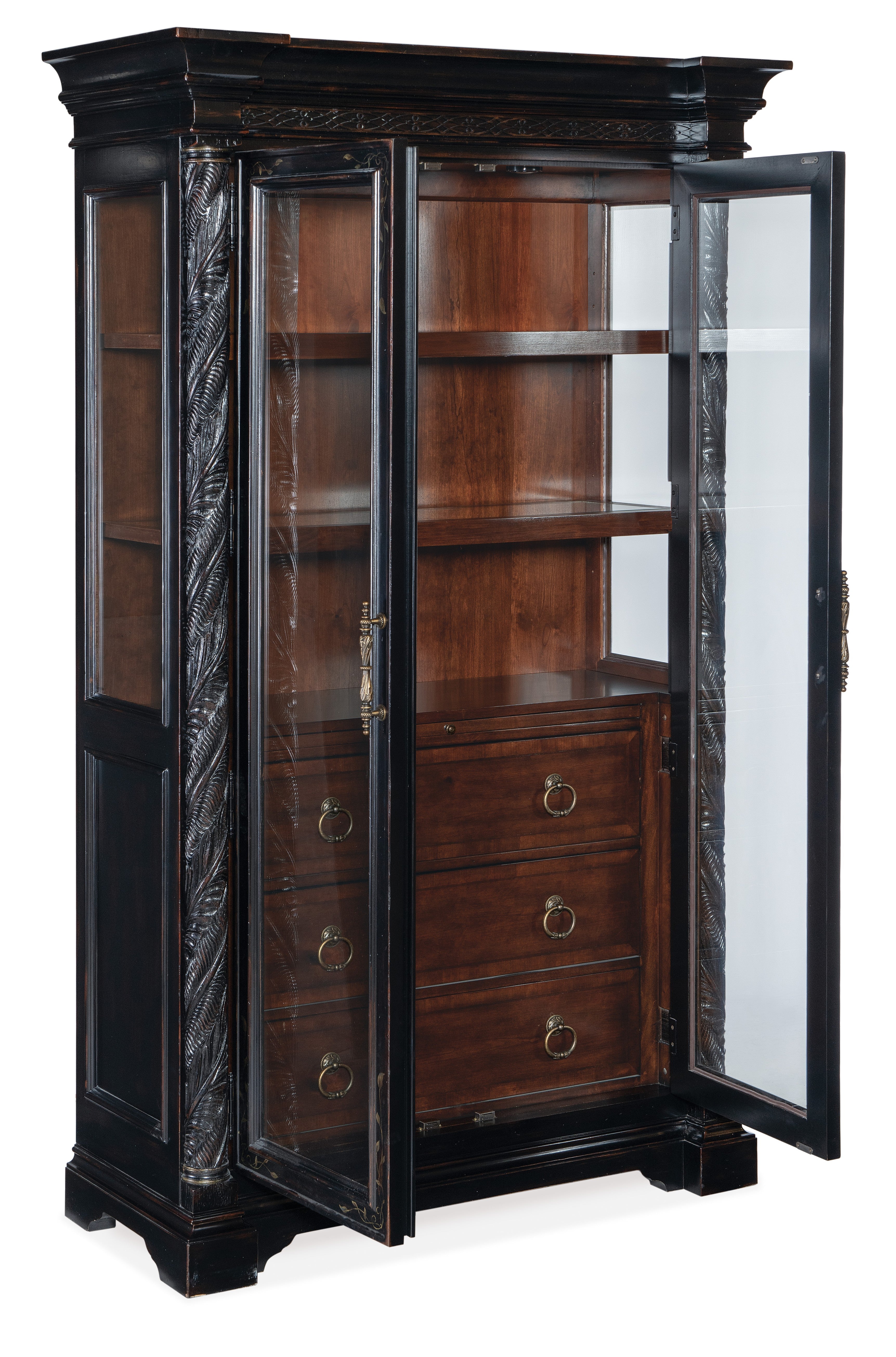 Hooker Furniture Charleston Display Cabinet in Black Cherry