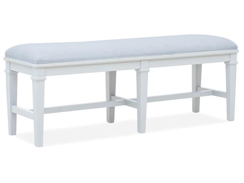 Charleston Bench w/Upholstered Seat - White in White Dove