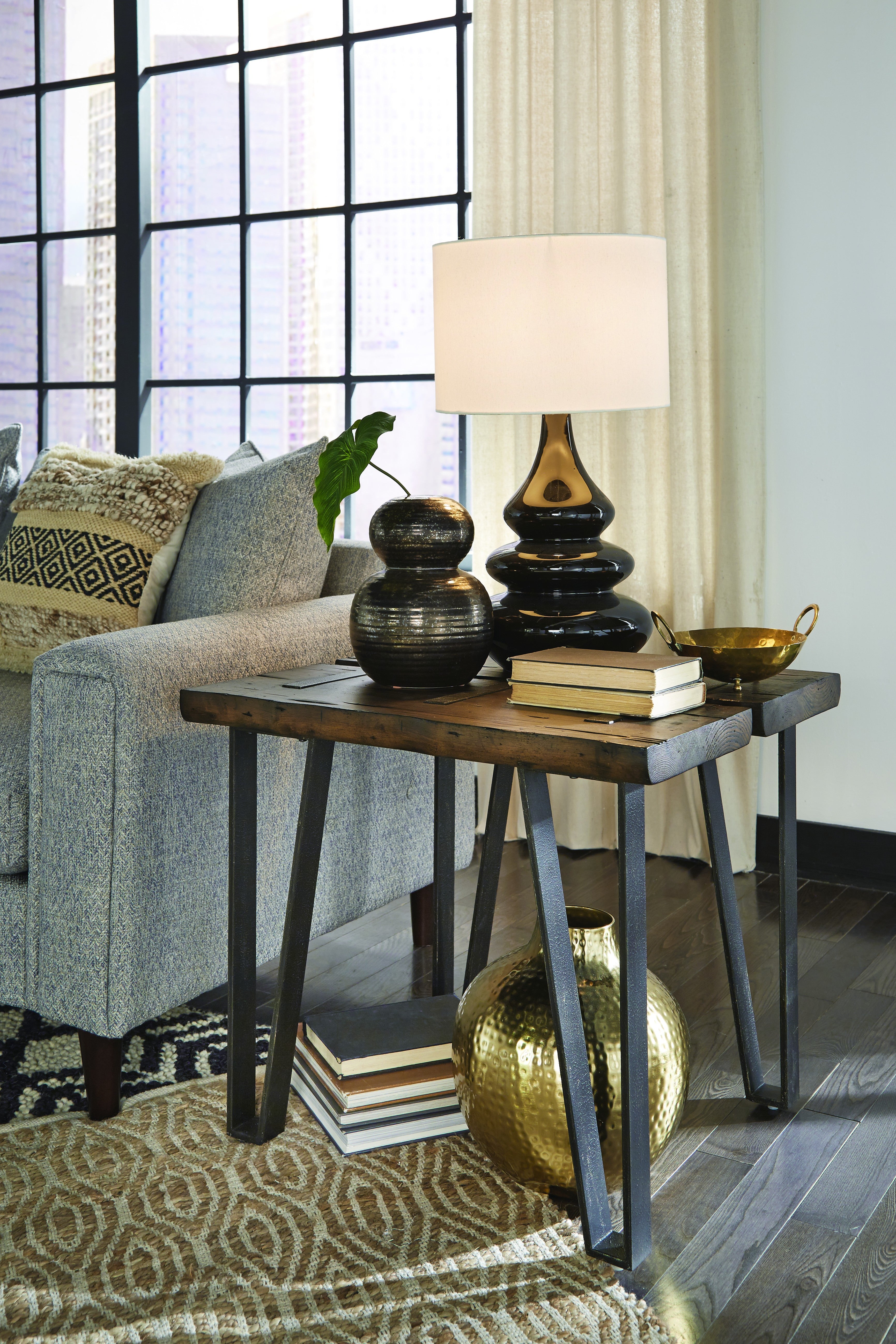Dartmouth Rectangular End Table in Sawmill and Galvanized