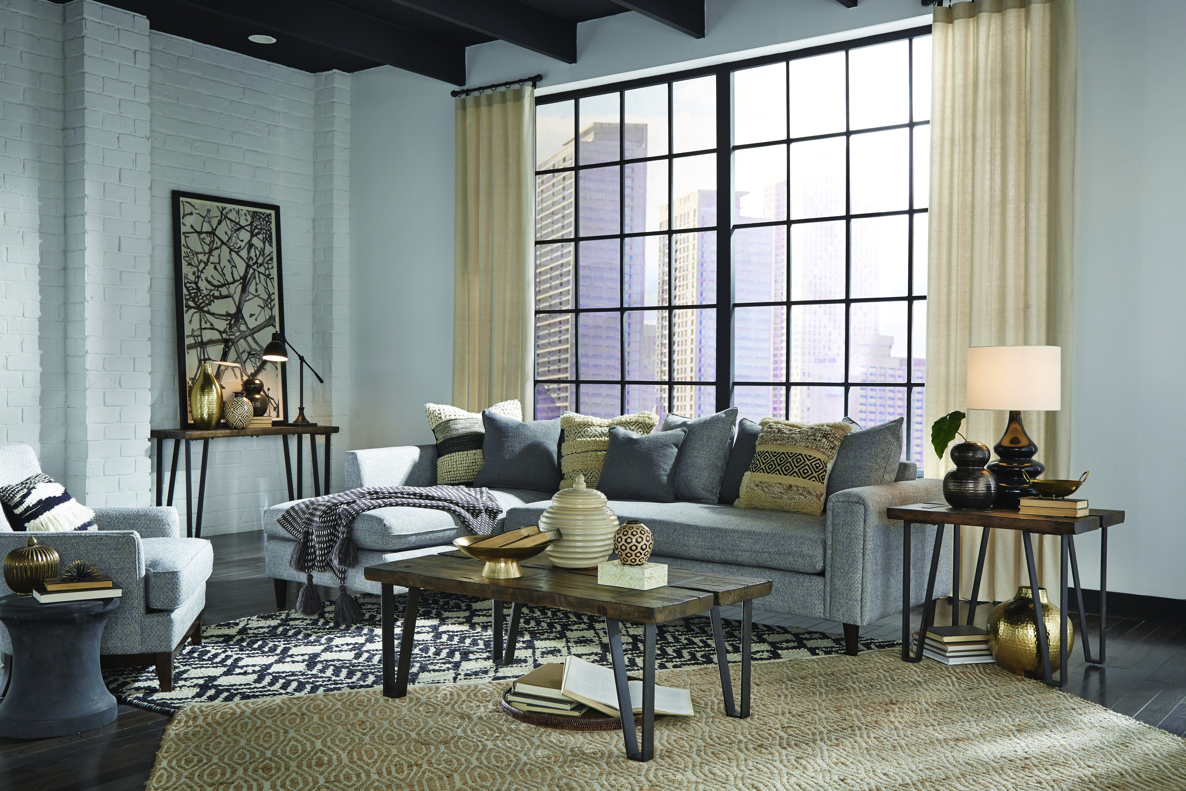 Dartmouth Rectangular End Table in Sawmill and Galvanized