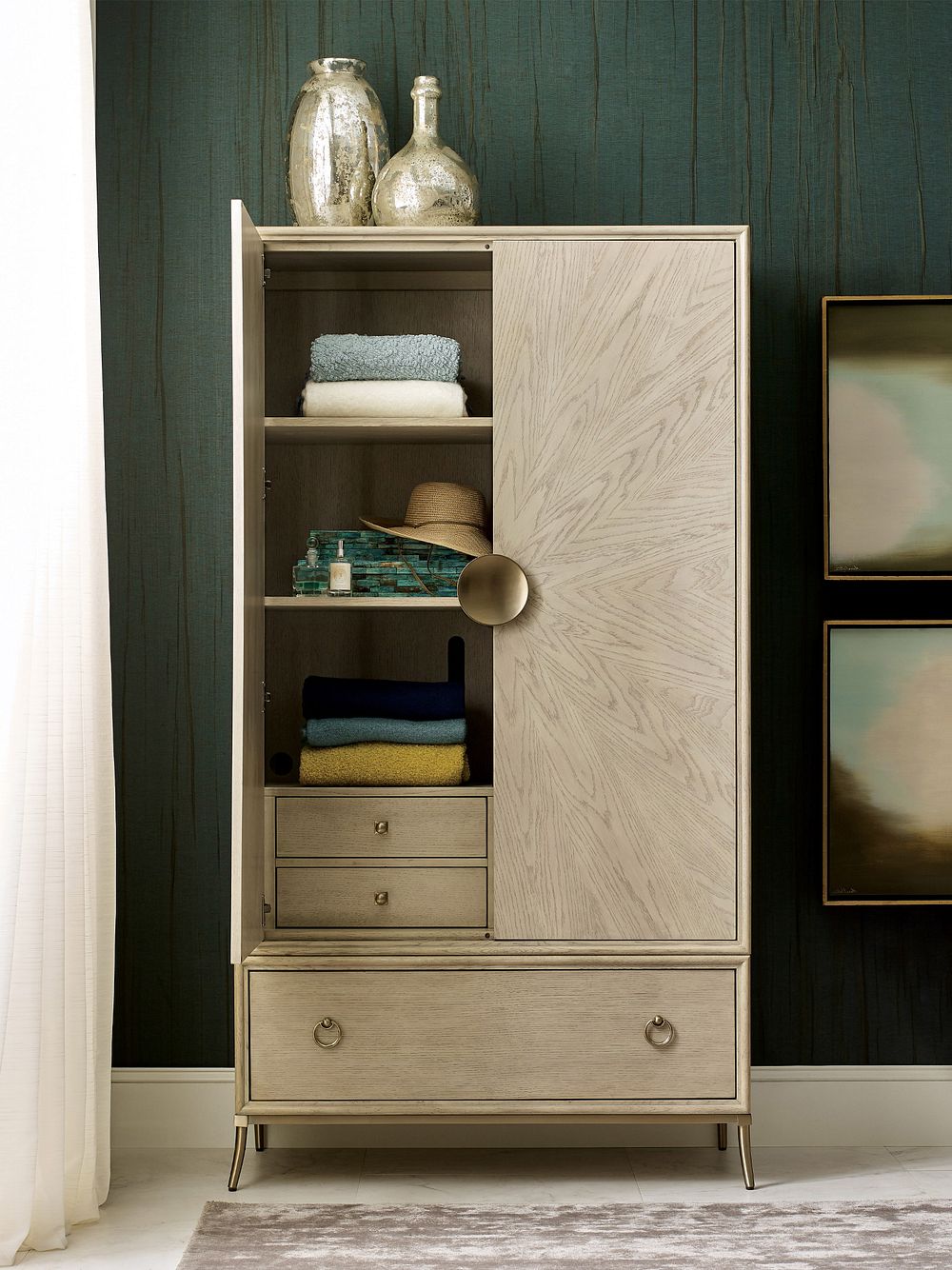 Lenox Astral Armoire in Alabaster/Champagne