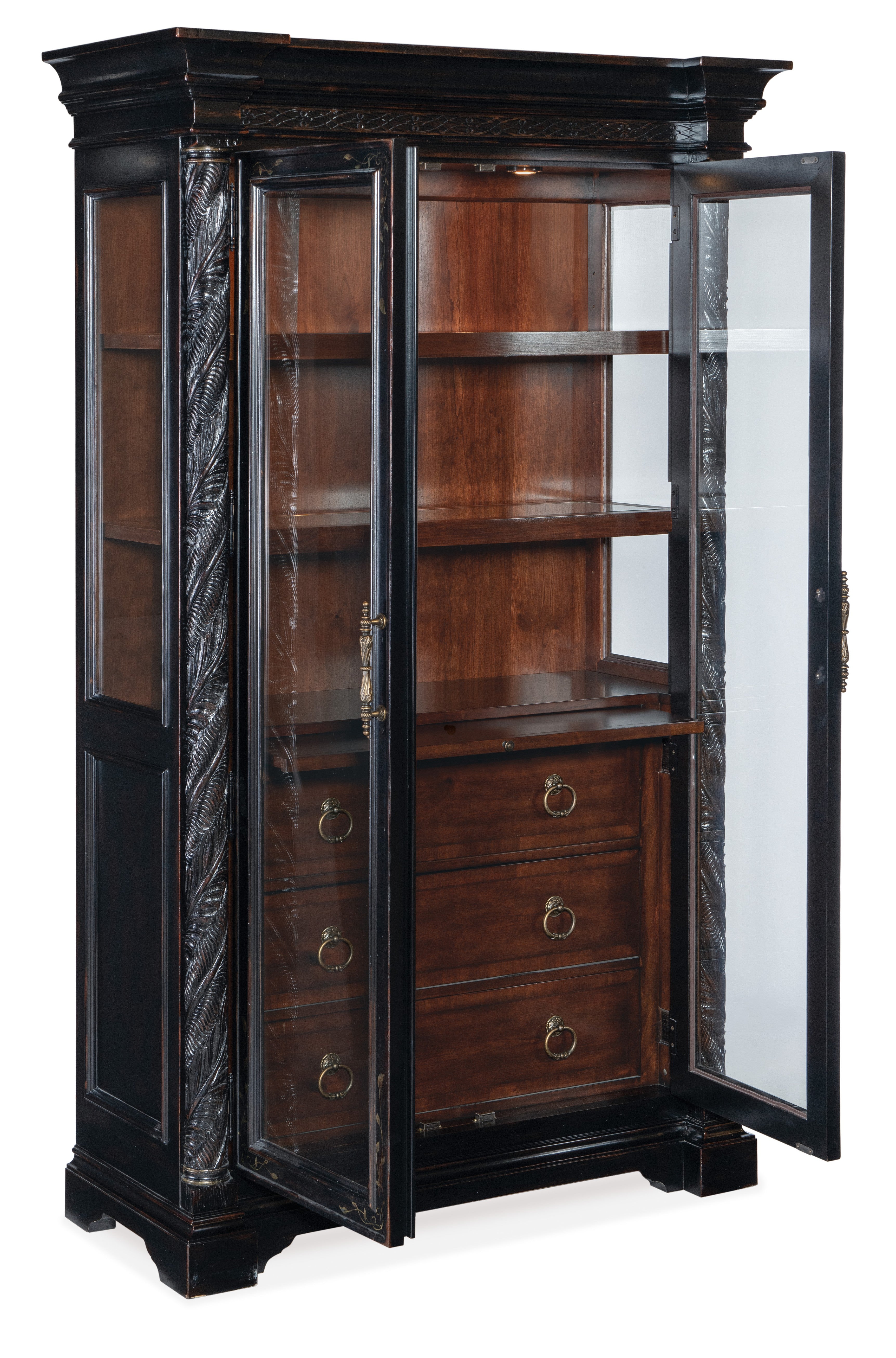 Hooker Furniture Charleston Display Cabinet in Black Cherry