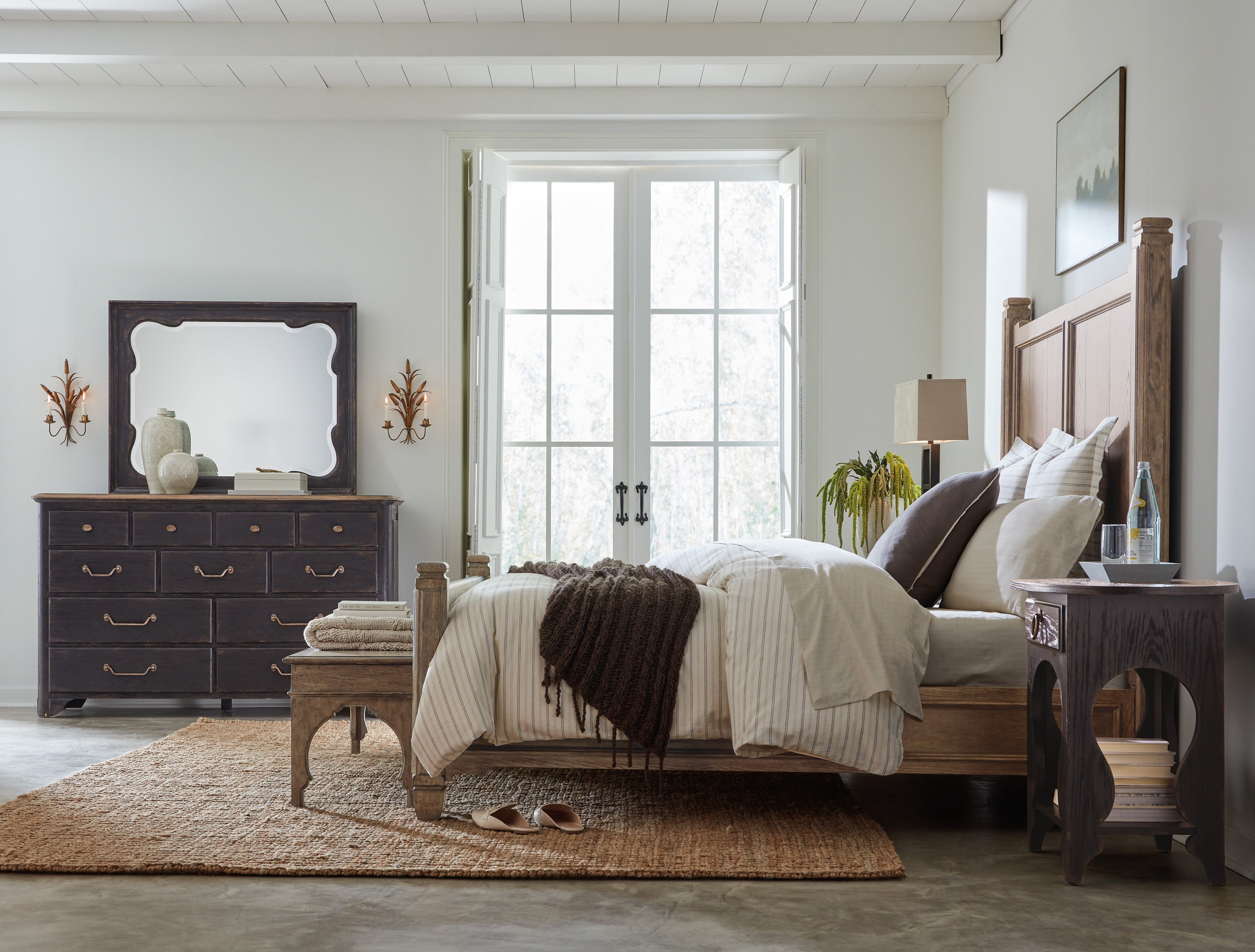 Hooker Furniture Americana Panel Bed in Medium Wood