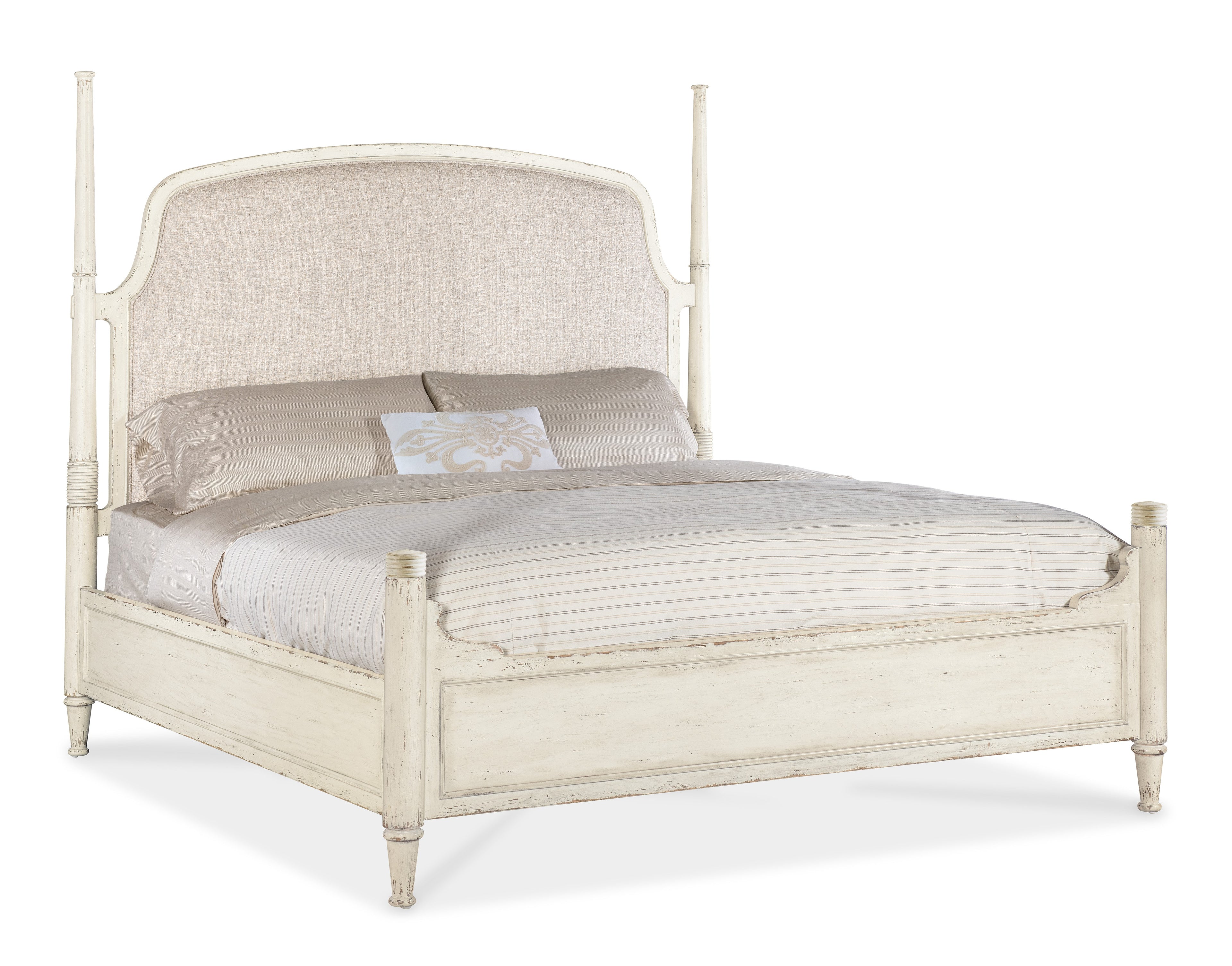 Hooker Furniture Americana Upholstered Poster Bed in Cream