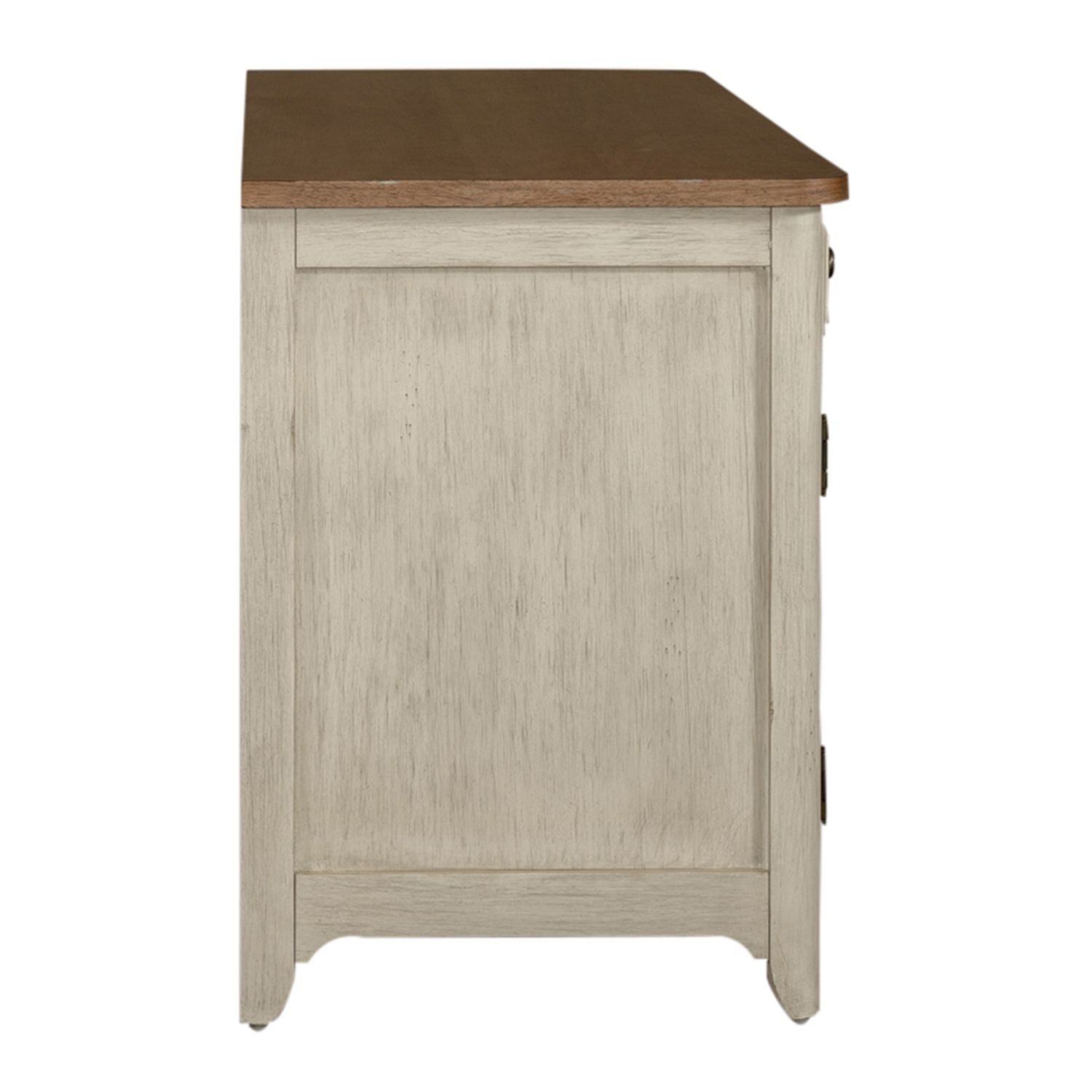 Liberty Furniture Farmhouse Reimagined Door Credenza in Antique White w/ Chestnut Tops