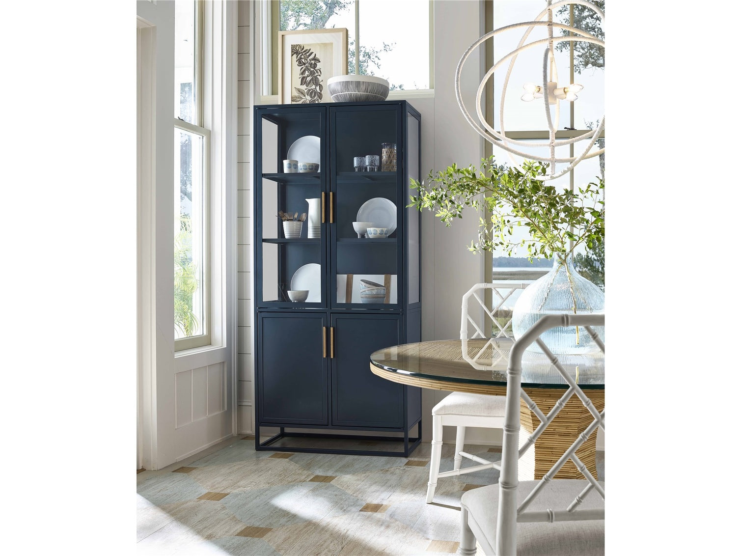 Getaway Santorini Tall Metal Kitchen Cabinet in Cerulean Blue