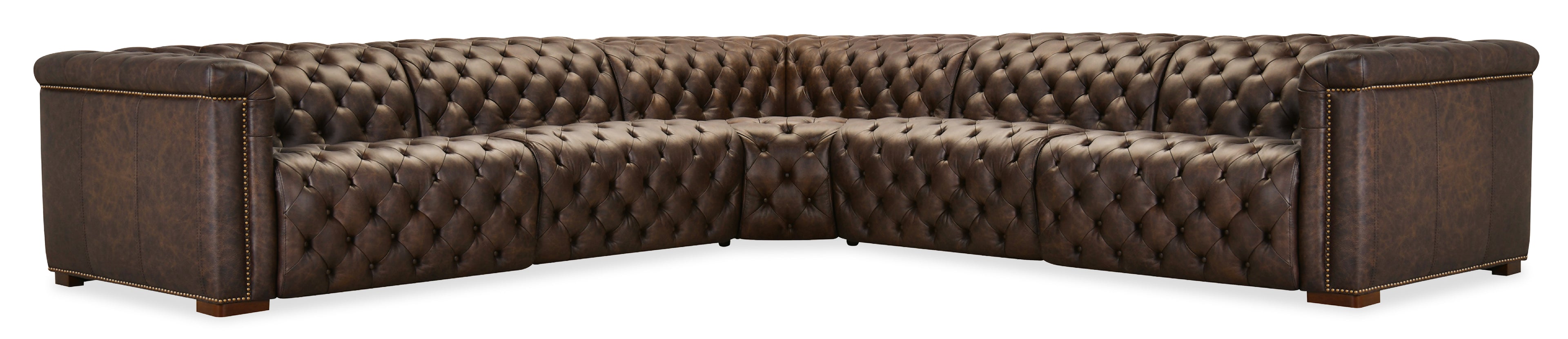 Hooker Furniture Savion Deux 5 Seat Sectional with Four Power Recliners and Six Power Headrests