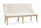 Harlow Dining Bench w/Upholstered Seat & Back in Weathered Bisque