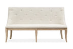 Harlow Dining Bench w/Upholstered Seat & Back in Weathered Bisque