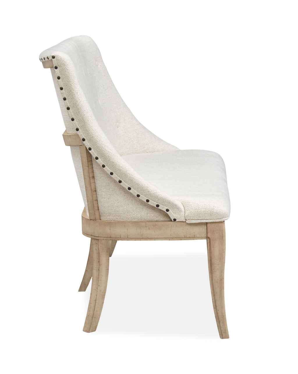 Harlow Dining Bench w/Upholstered Seat & Back in Weathered Bisque