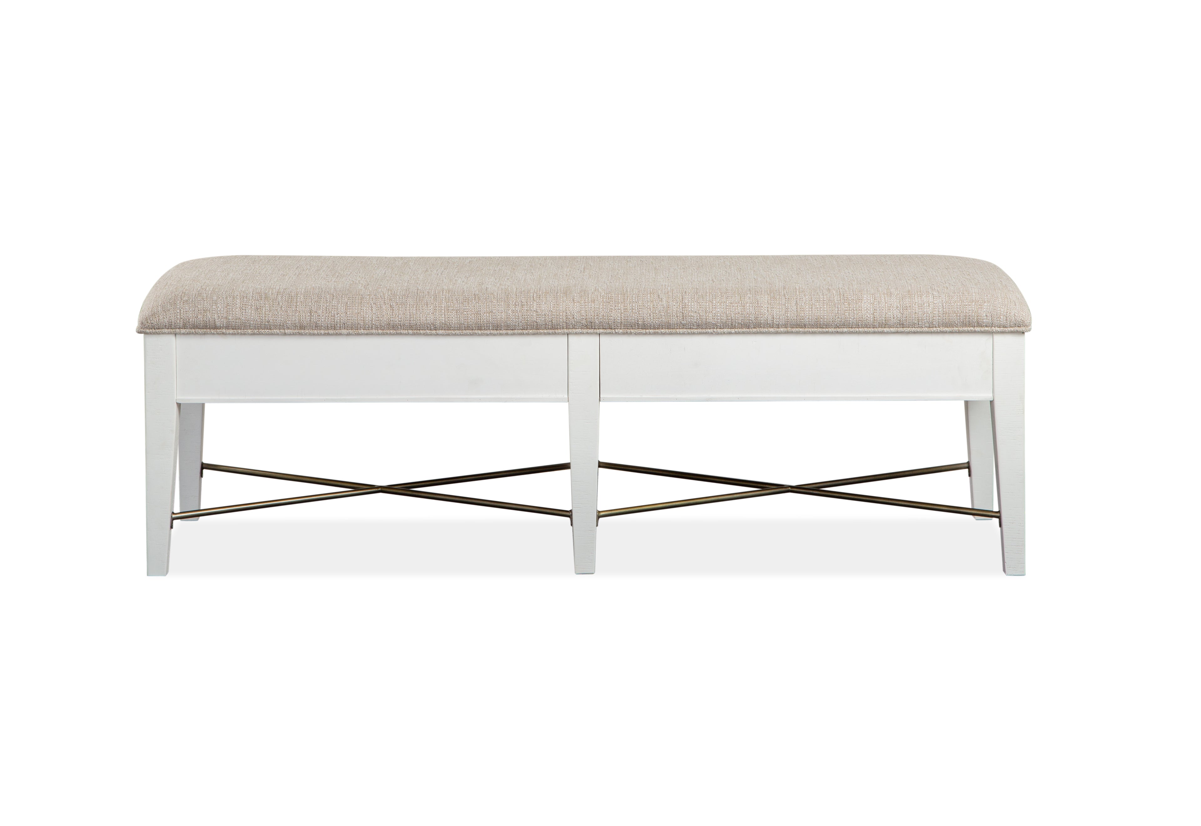 Heron Cove Bench w/Upholstered Seat in Chalk White and Dovetail Grey