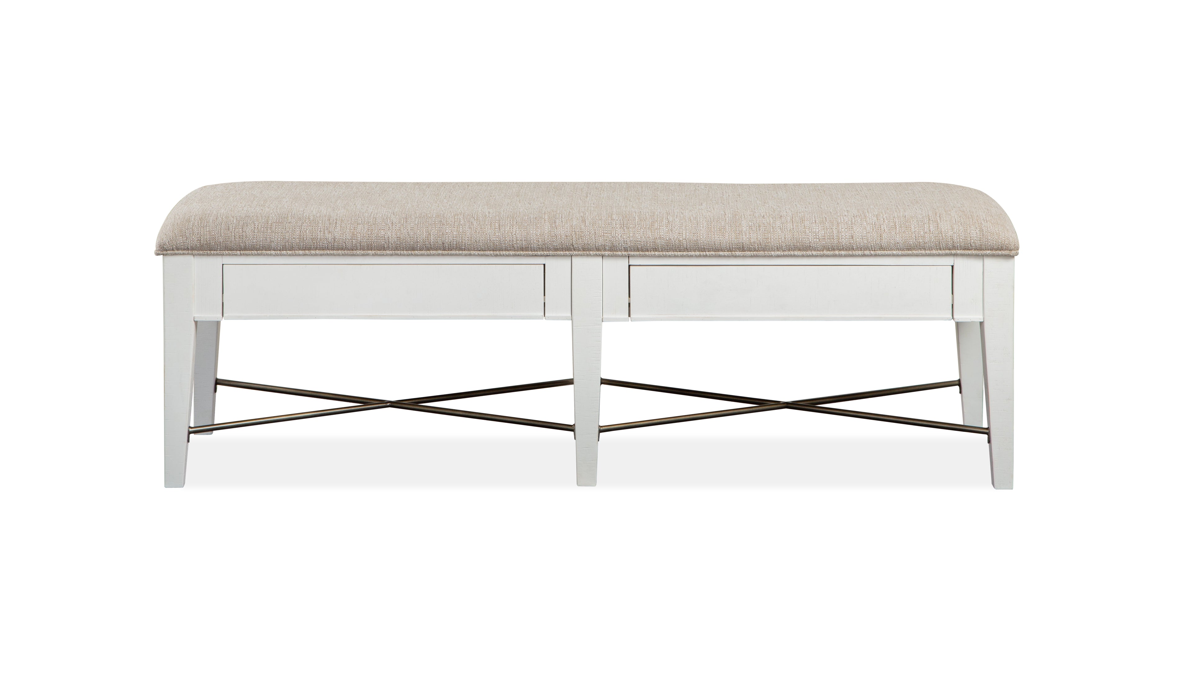 Heron Cove Bench w/Upholstered Seat in Chalk White and Dovetail Grey