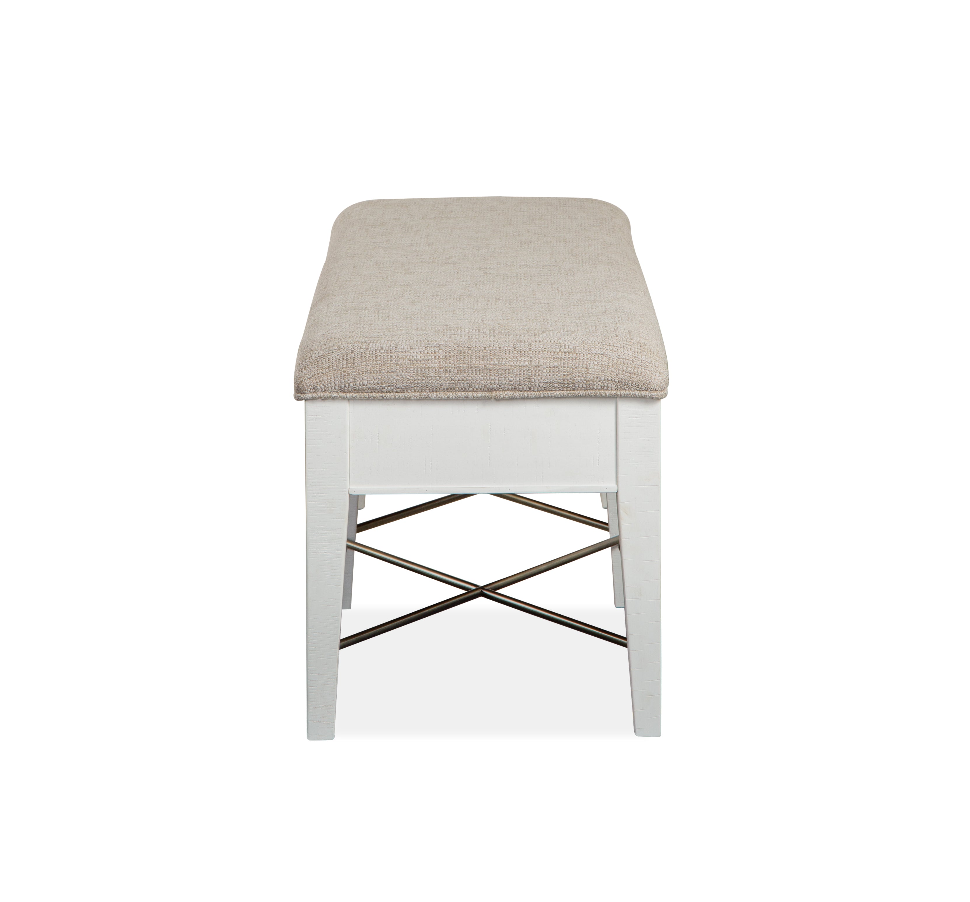 Heron Cove Bench w/Upholstered Seat in Chalk White and Dovetail Grey