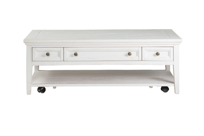 Heron Cove Rectangular Cocktail Table w/Casters in Chalk White