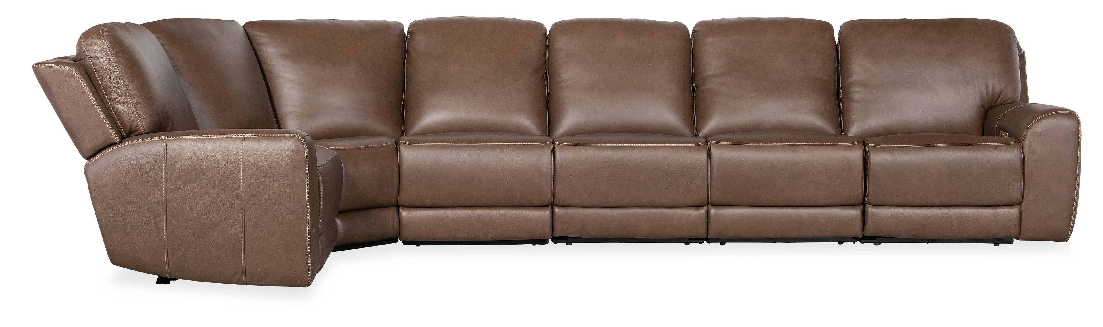 Hooker Furniture Torres 6 Pieces Sectional with Power Recline & Power Headrest in Brown
